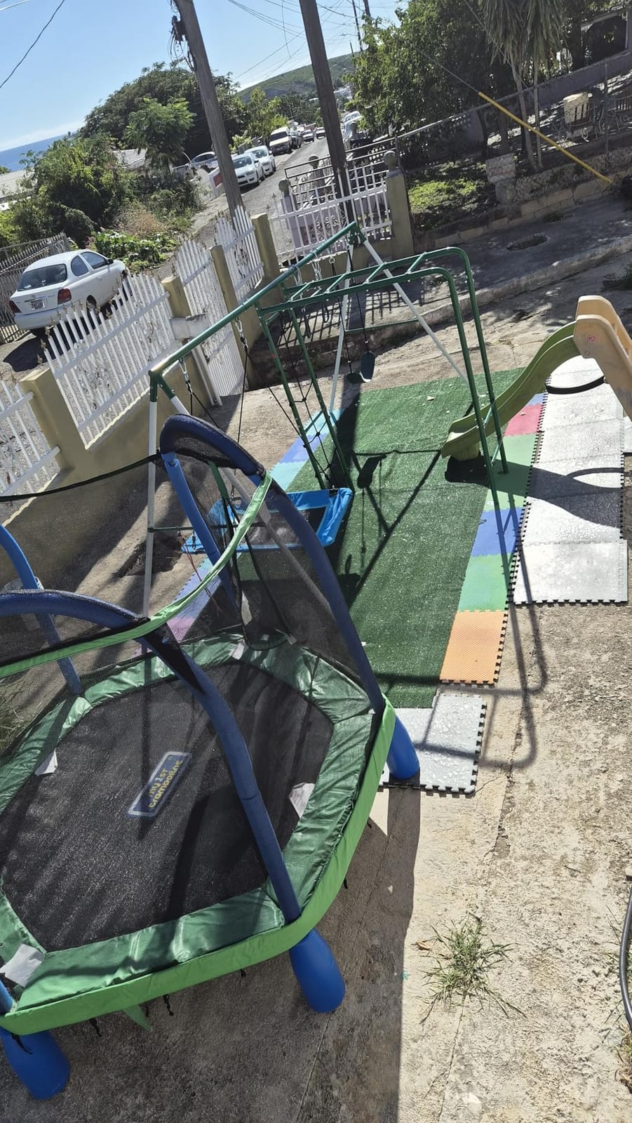 Hapfan Swing Sets for Backyard with Monkey Bars,5 in 1 Playground Set | Monkey Bars+ Belt Swing + Platform Swing + Climbing Net +Trapeze Bar,ASTM Tested | CPSC Safety Compliant (White & Green) customer photo 2
