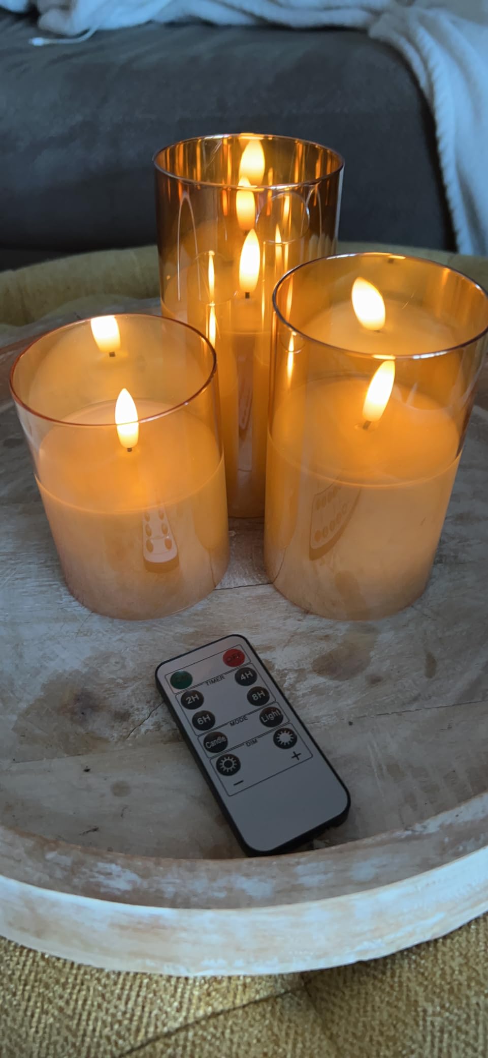 GenSwin Glass Rechargeable Flameless Candles Remote Battery Operated, Gold customer photo 2