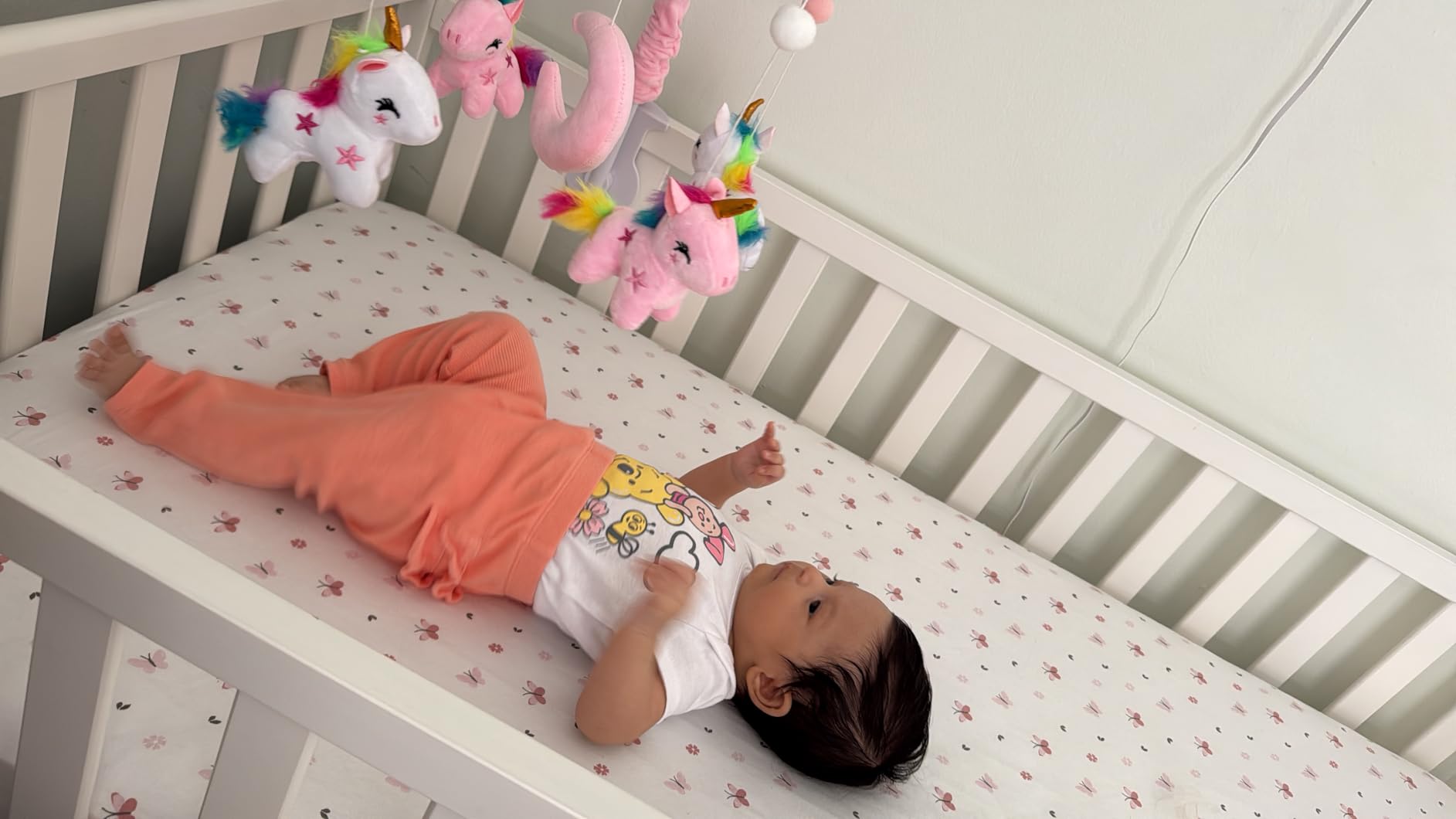 Baby Crib Mobile - Unicorn Crib Mobile for Girls with 28 Inches Mobile Arm and 35 Lullabies Musical Box, 3 Modes Digital, Volume Control, Essential Gift for Infant Bedroom Hanging Decor customer photo 2