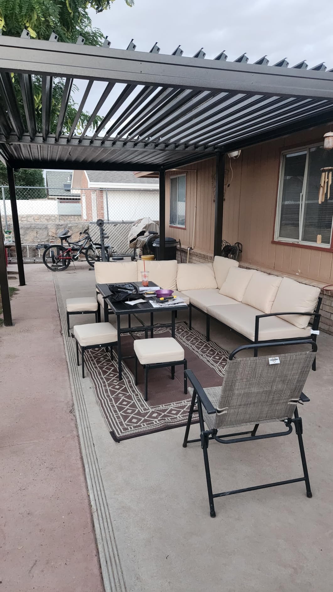 Domi Aluminum Louvered Pergola 10x10, Outdoor Metal Pergola, Grey customer photo 2