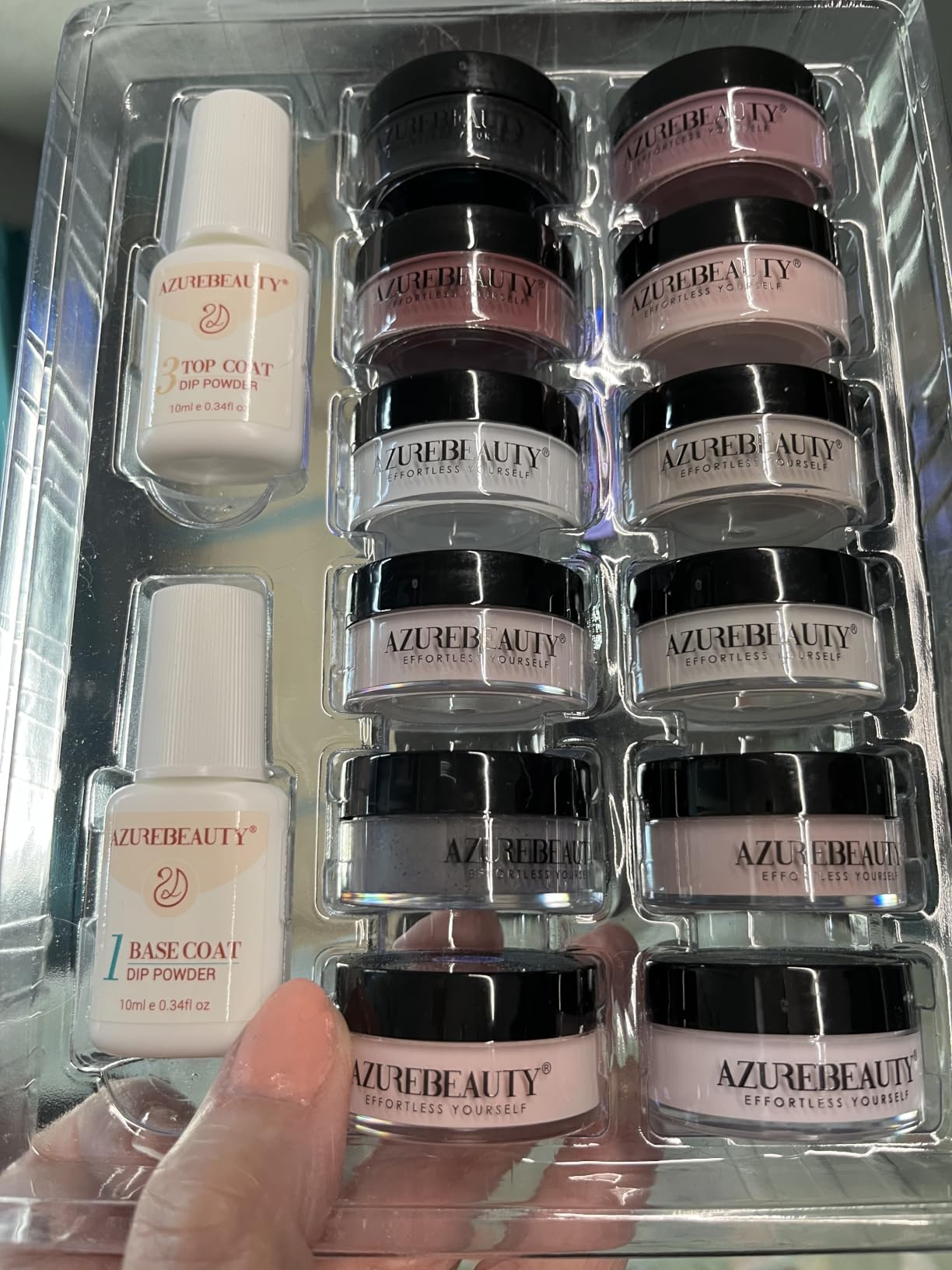AZUREBEAUTY Dip Powder Nail Kit with Electric Nail Drill 24 Colors Nude | Pink Glitter Nail Powder Starter Kit with Dip Liquids Base Top Coat Activator Portable Manicure French Nail Art Essential Set customer photo 2
