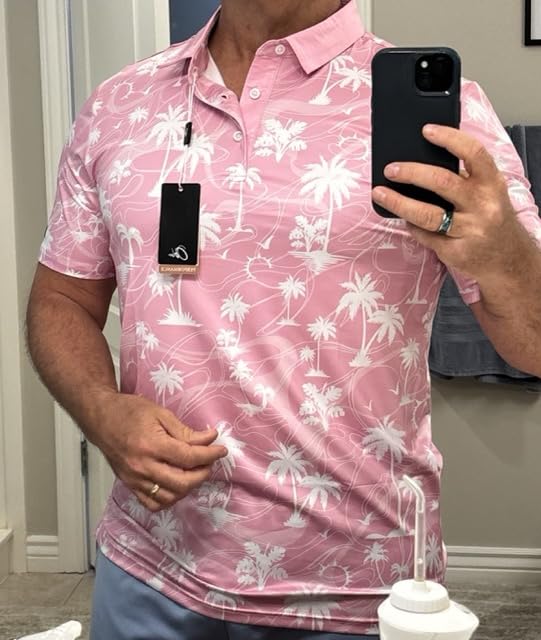 Obla Men's Golf Polo Shirts Print Short Sleeve Dry Fit Collared Shirt customer photo 1