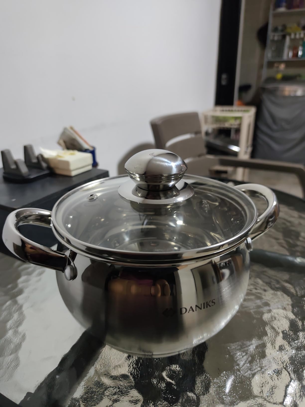 Daniks Classic 12-Piece Stainless Steel Cookware Set with Glass Lids, Includes Saucepan and Frying Pan with Lid, Tri-Ply Bases for Even Heating, Induction Compatible, Dishwasher Safe customer photo 1
