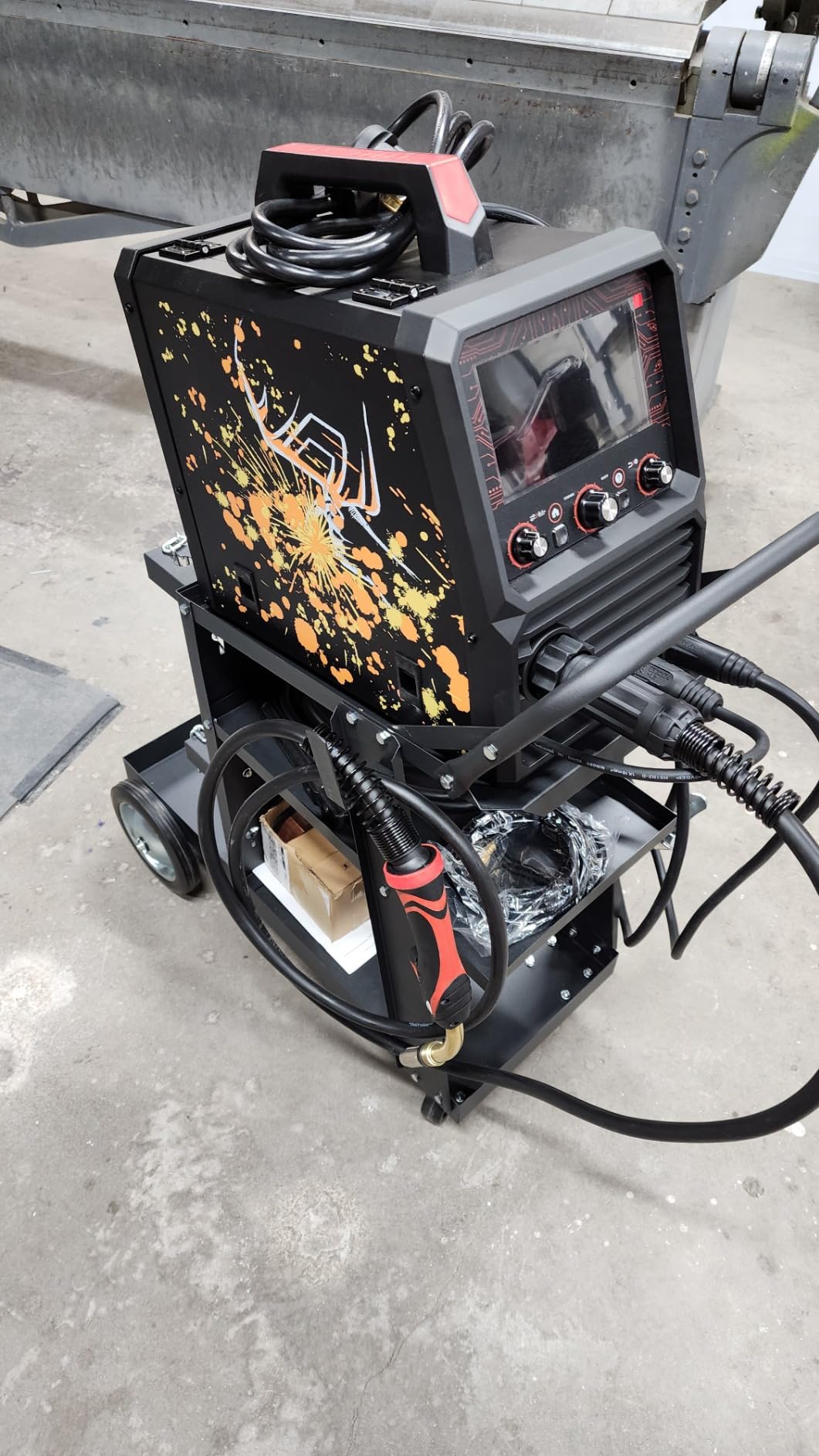 Welding Cart Heavy Duty Welder Cart for MIG/TIG Welder and Plasma Cutter, 3-Tier Welding Cart with Wheels Handles and Gas Tank Holder, Black, 27.7