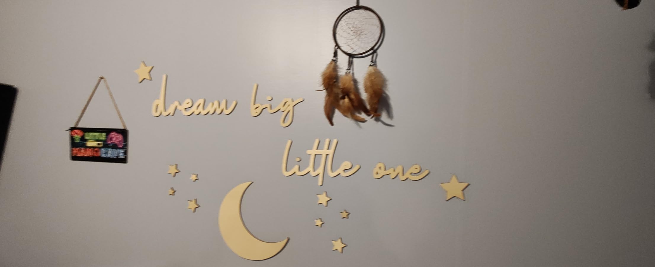 Briwooody 15 Pcs Dream Big Little One Moon Stars Nursery Decor,Wood Color customer photo 1