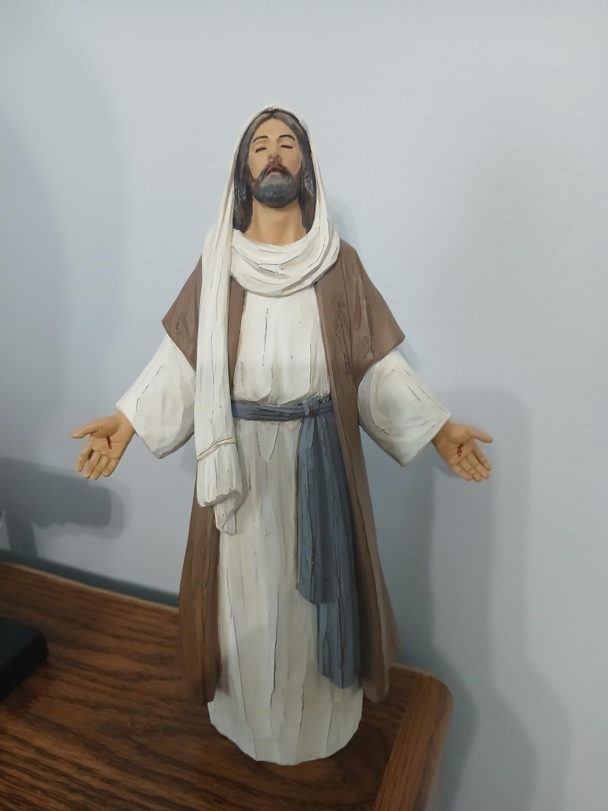 Jesus Christ Statue with Open Arms, Hand Painted Saint Statue Religious Modern Home Decor, Christian Jesus Figurines Religious Gift 9.5in customer photo 1