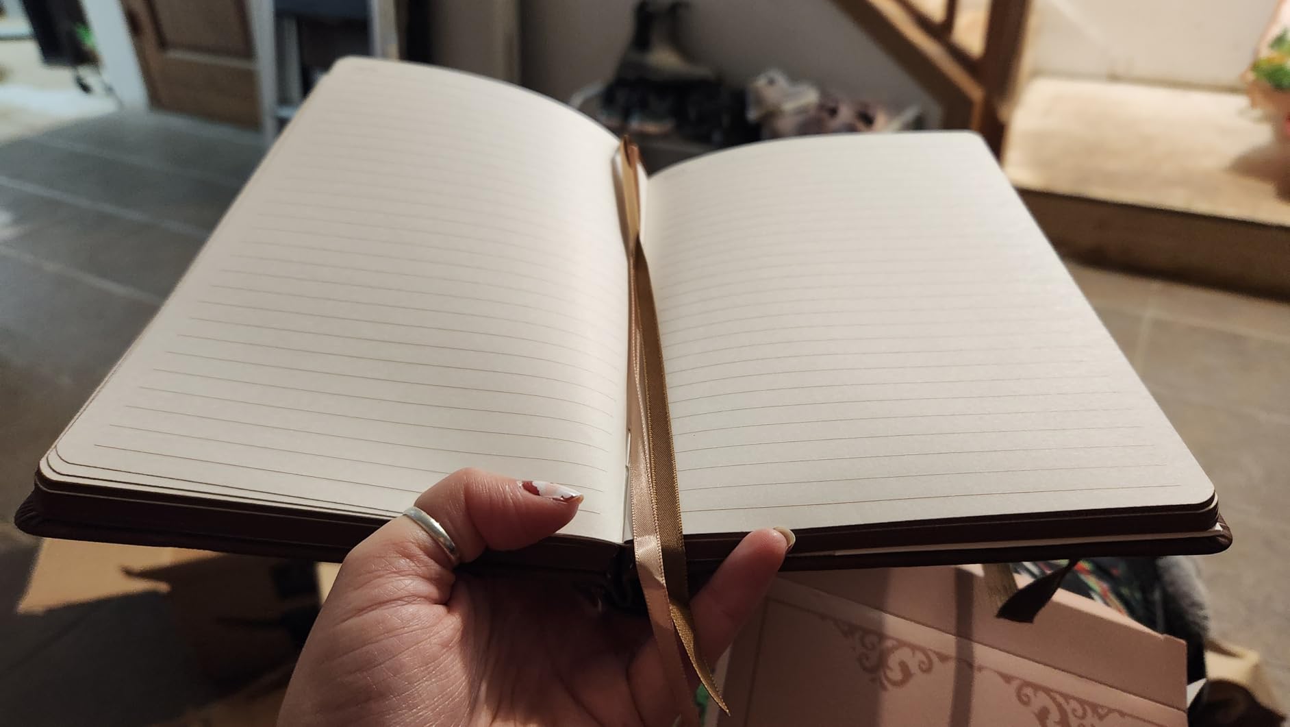 CAGIE Compass Leather Journal for Men Women, A5 Lined Notebook Writing Gift | 288 Pages 100 GSM Acid-free Paper, Bleed-free, Pen holder, Lay Flat customer photo 2