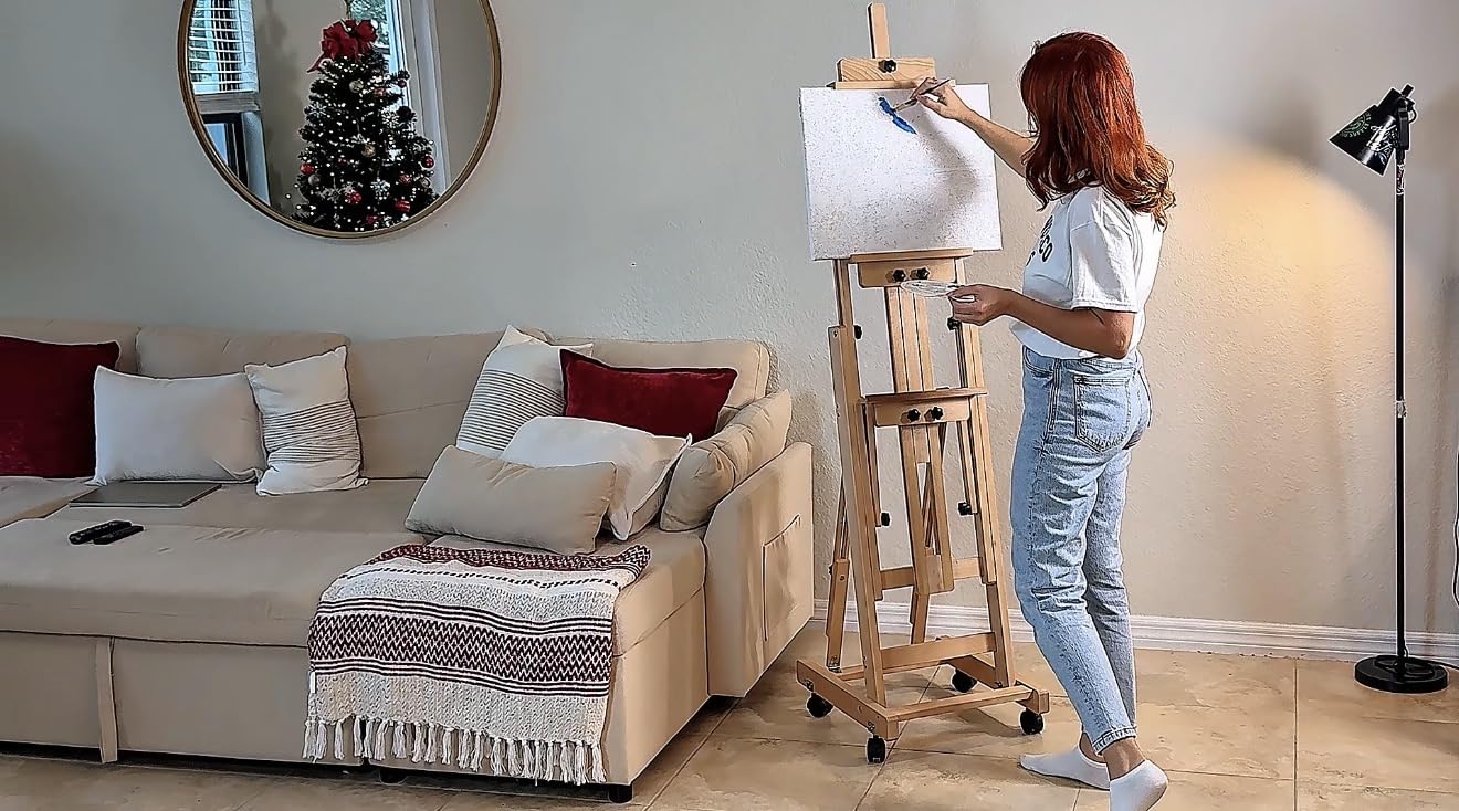 H-Frame Multifunctional Easel, Foldable & Adjustable (Vertical to Horizontal), Holds Two Canvases (Up to 77 Inches), Professional H-Frame Art Easel for Adults customer photo 2