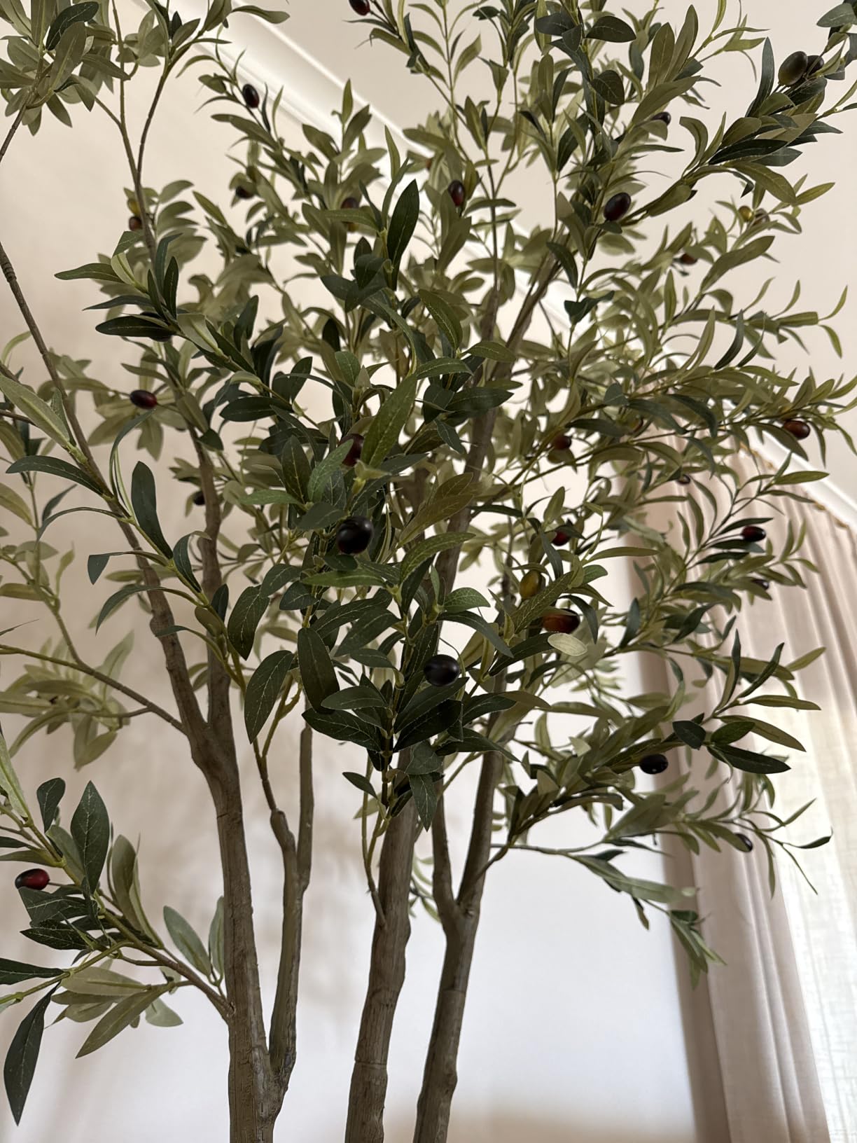 VIVATREES Olive Trees Artificial Indoor, 5FT Tall Faux Olive Tree with White Tall Planter, Artificial Plants with Natural Wood Trunk and Lifelike Fruits for Home Office Decor customer photo 1
