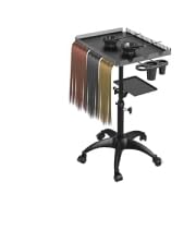 ZHOOGE Hairstylist Rolling Cart, Salon Trolley With Storage Platform and Hair Separator Stand, Coloring Tray With Dye Bowls and Tools, Black customer photo 2