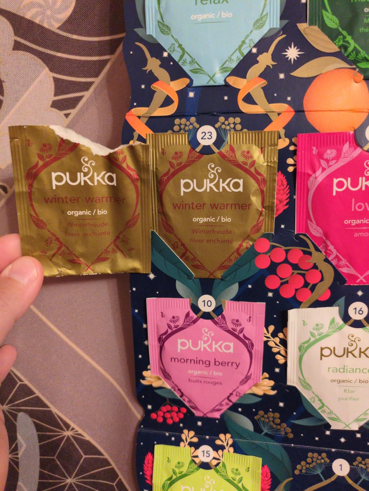 Pukka Christmas Tea Sampler, Selection of 24 Delightful Black & Green Tea Infusions, Advent Calendar Holiday Gift Set for Tea Lovers, 100% Organic customer photo 2