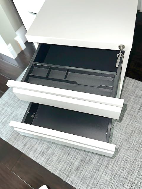 Guizeeopo Filing Cabinets for Home Office, Mobile File Cabinet with Lock, 3 Drawer Filing Cabinet for A4/Letter/Legal Size Folder, Fully Assembled Except Casters, Matte Black customer photo 1