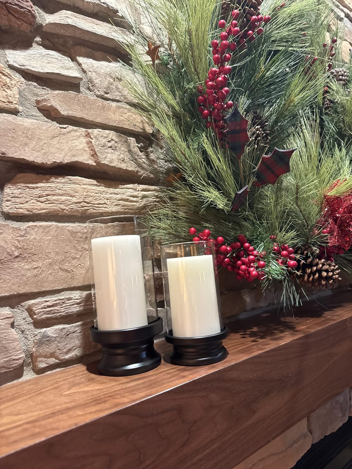 NUPTIO Hurricane Glass Candle Holders for Pillar - Matte Gold - Set of 2 customer photo 1