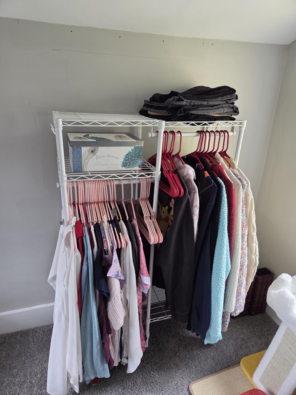 Ulif F1 Clothes Rack for Kids, Baby, Students, and Children's Room, 4 Tiers Portable Metal Closet Clothing Rack, Small Garment Rack with 2 Hanging Rod, 31.2