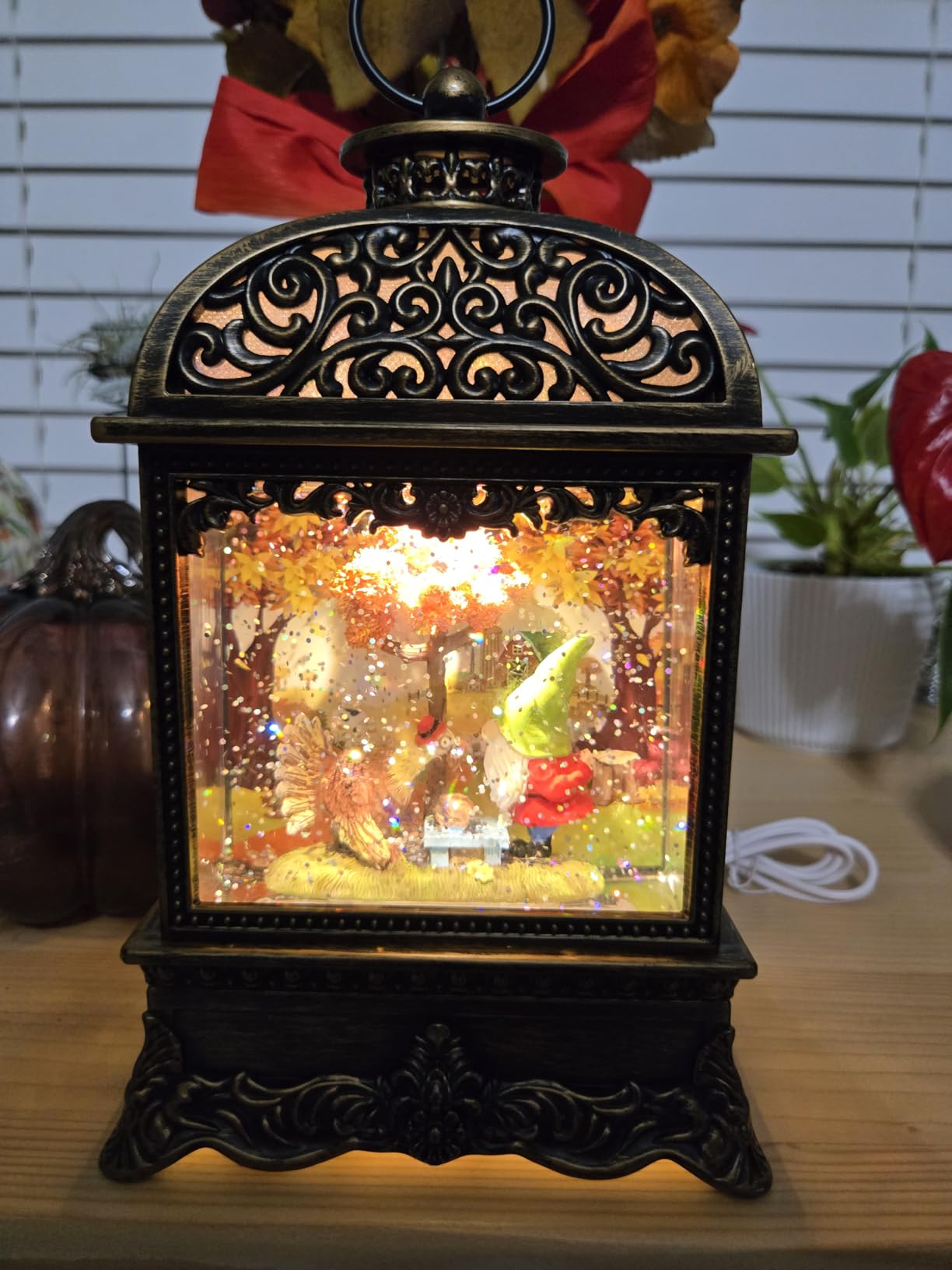 Christmas Village Snow Globe Lighted Flying Santa Scene, Musical Snow Water Lantern Swirling Glittering Home Decoration and Gift, Battery Operated or USB Powered customer photo 1