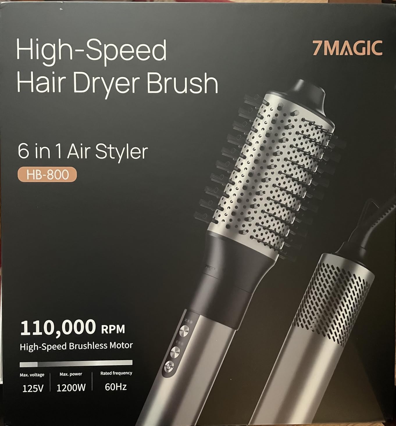 7MAGIC 6-in-1 Hair Dryer Brush, Hot Air Styler with Auto-Wrap Curlers Gold customer photo 1