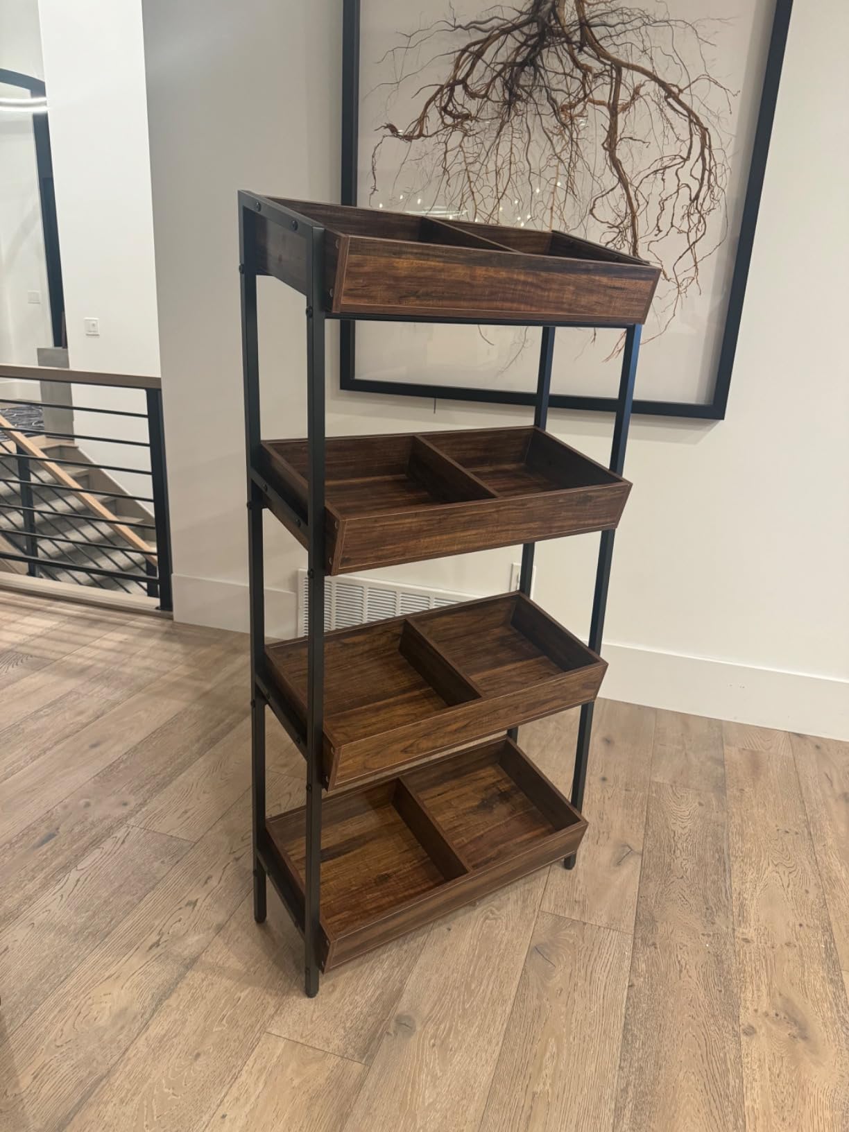 Tribesigns 4-Tier Retail Display Rack, Wooden Snack and Candy Stand, Heavy-Duty Wood and Metal Shelving for Boutiques, Cafes and Stores, Easy Assembly(1, Brown) customer photo 1