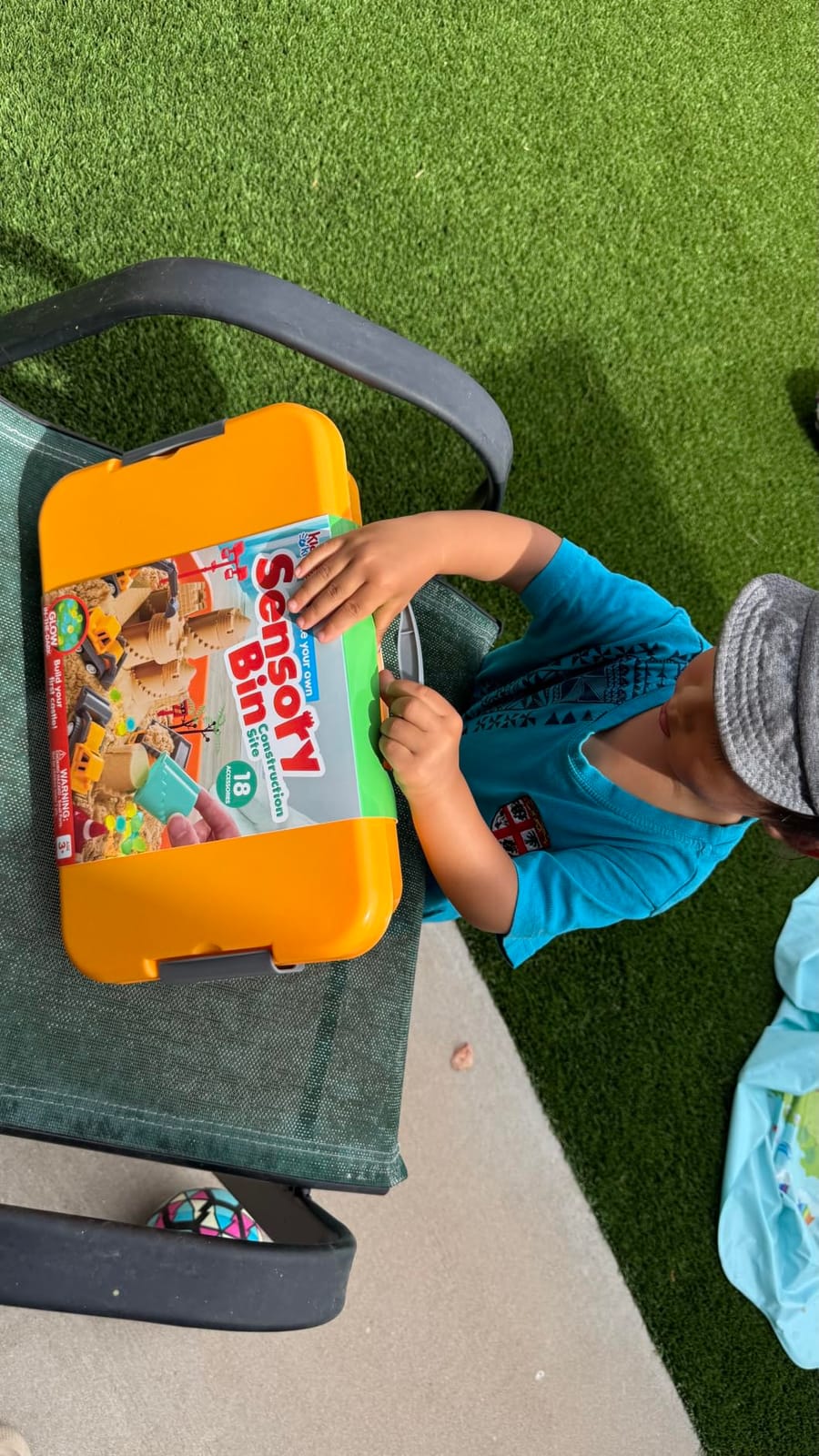 JOVA Klever Kits Construction Sensory Bin for Kids with Glow in The Dark Stones, Sandbox with Lid Castle Building kit, Preschool Learning Activities Gifts for Boys Girls Age 3+ customer photo 1