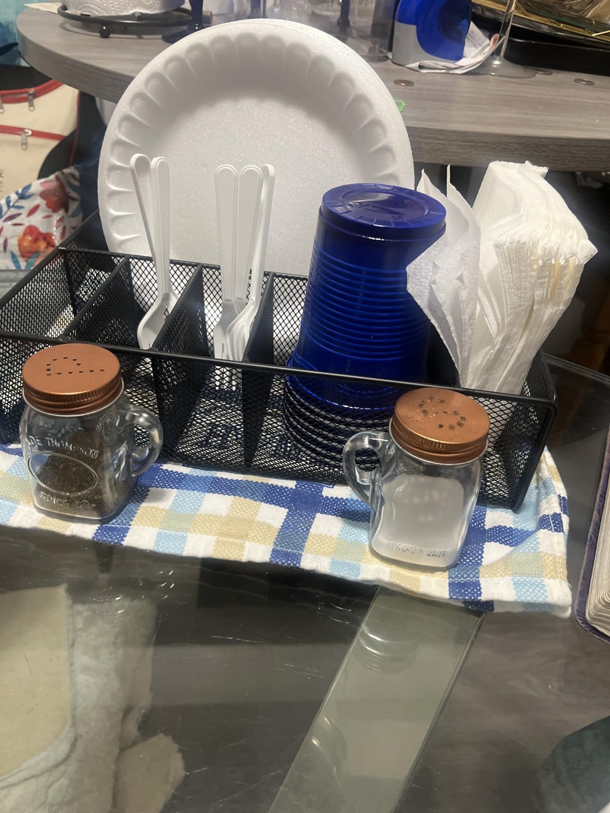Utensil Caddy for Party - Paper Plate Holder, Silverware Caddy Black | Paper Plate Organizer for Countertop - Utensil Holder with 6 Compartments for Plate, Cup, Fork, Spoon Camping Buffet customer photo 2