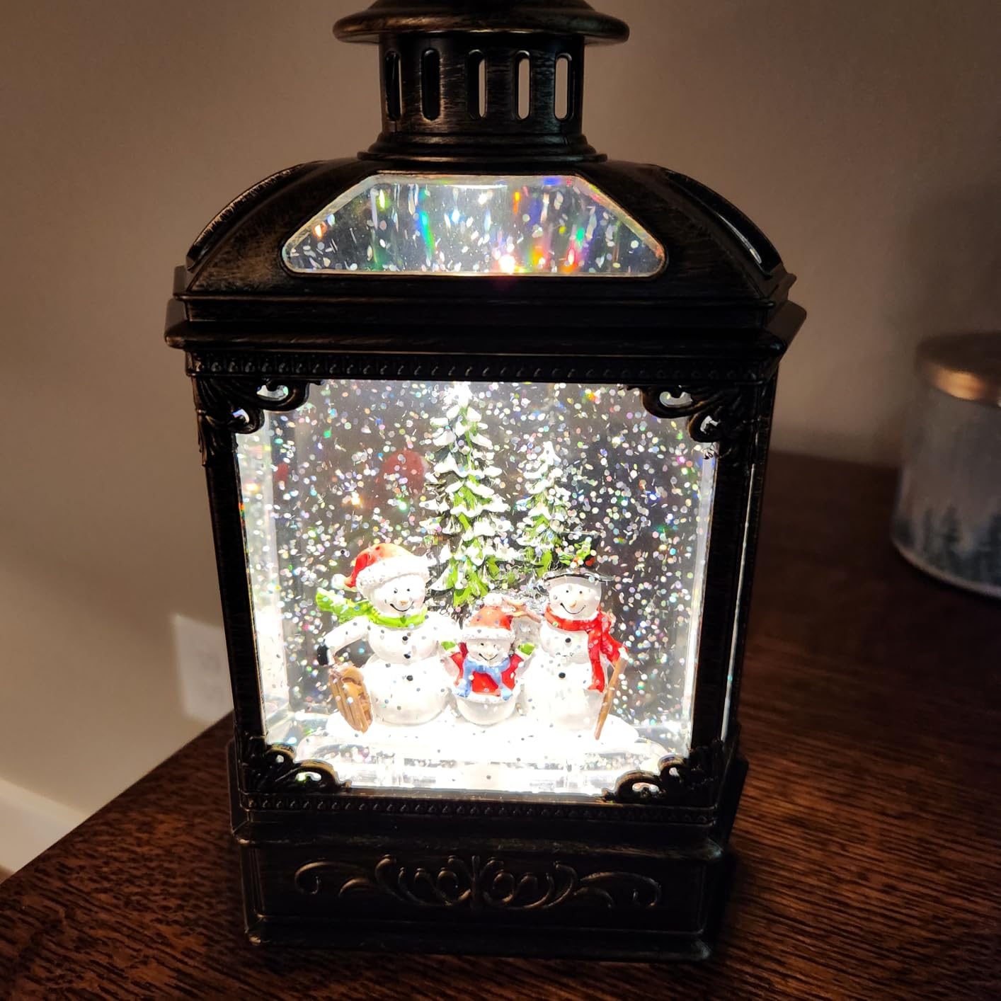 VISFLAIR Christmas Snow Globe Lighted Church & Flying Santa Scene, Musical Snow Water Lantern Swirling Glittering Home Decoration and Gift, Battery Operated or USB Powered customer photo 1