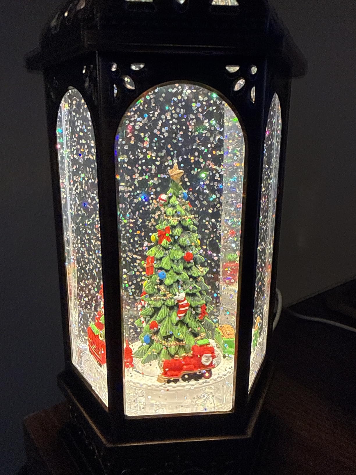 VISFLAIR Christmas Snow Globe Lighted Church & Flying Santa Scene, Musical Snow Water Lantern Swirling Glittering Home Decoration and Gift, Battery Operated or USB Powered customer photo 2