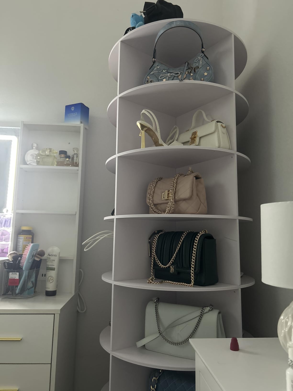 MAGIC UNION Rotating Shoe Rack Tower 7 Tier Organizer, White customer photo 1