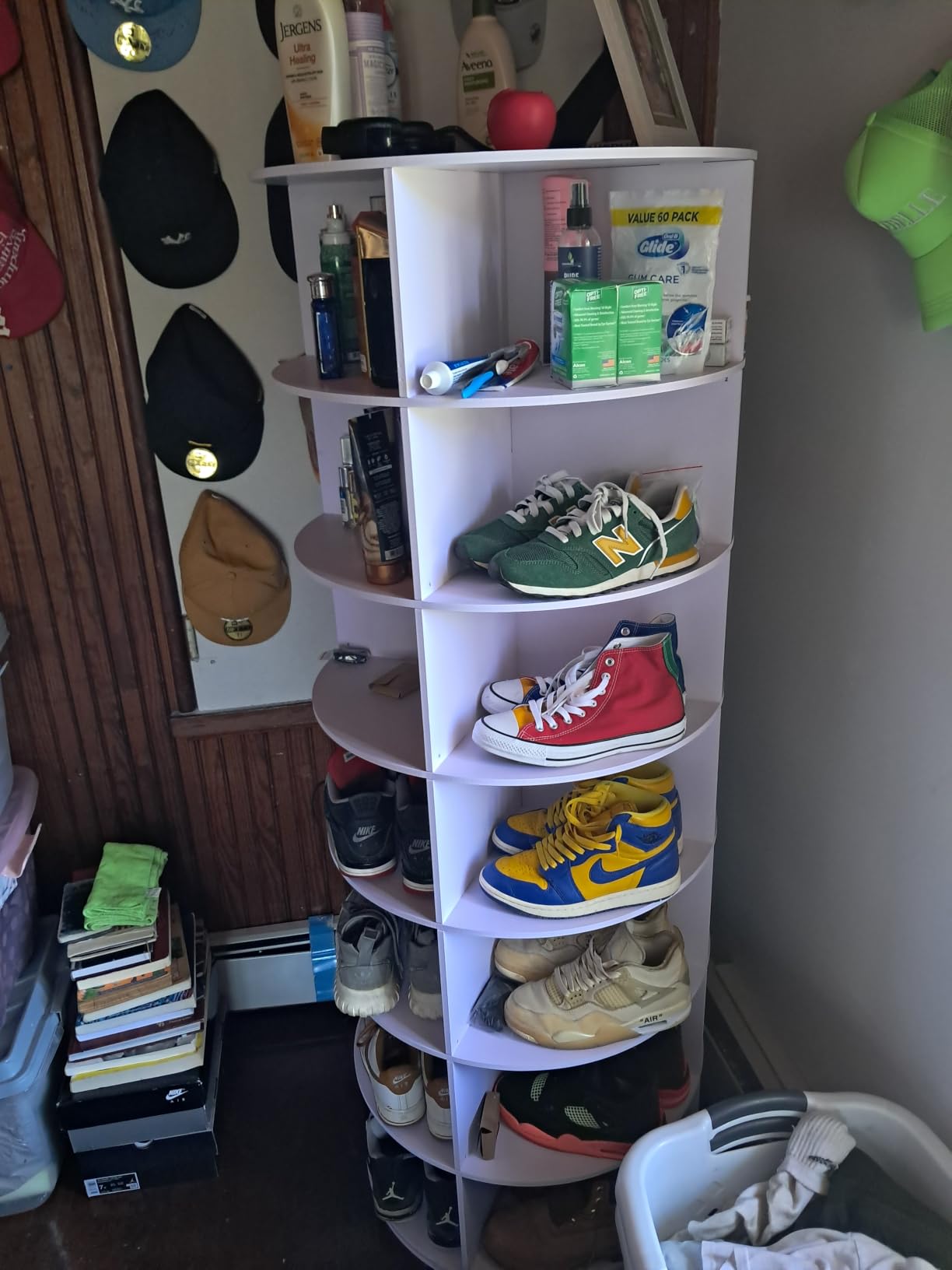 MAGIC UNION Rotating Shoe Rack Tower 7 Tier Organizer, White customer photo 2