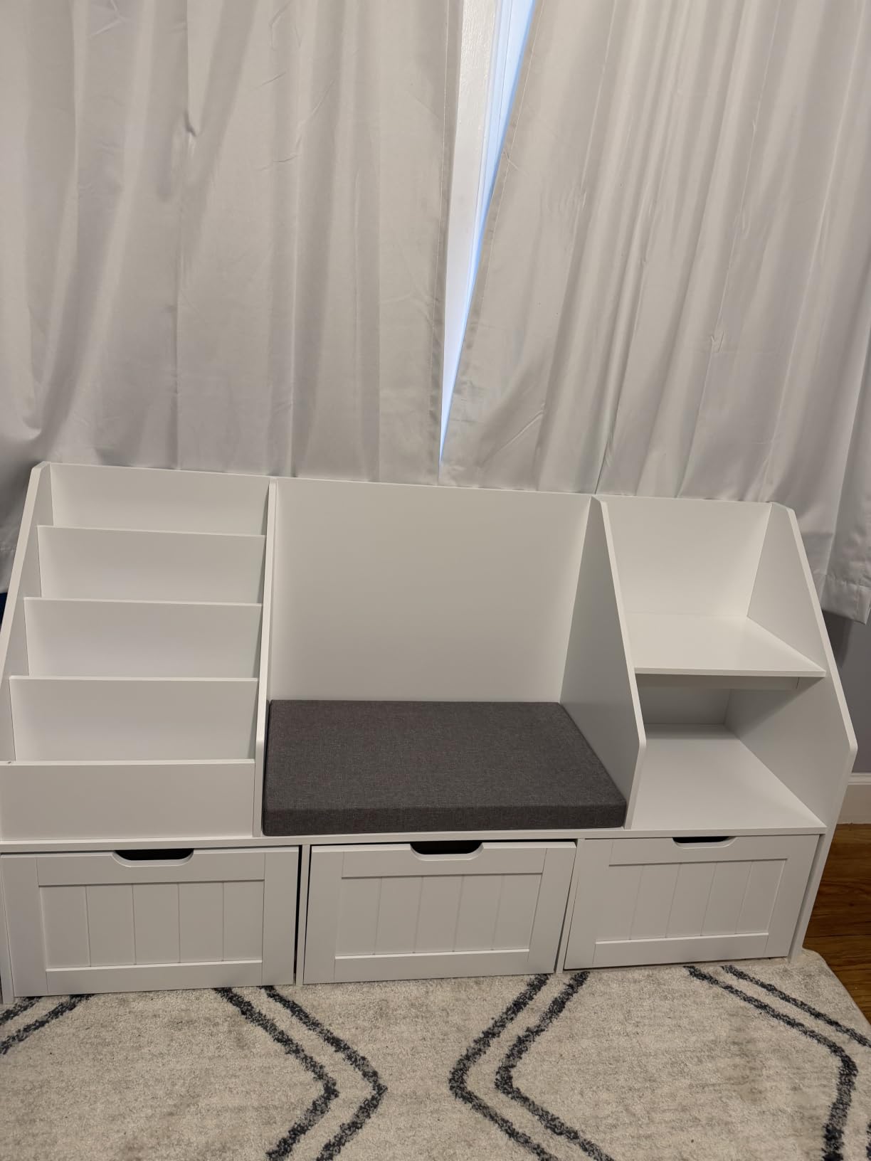 FOTOSOK Kids Bookshelf with Reading Nook, Toy Storage with Seat Cushion customer photo 1