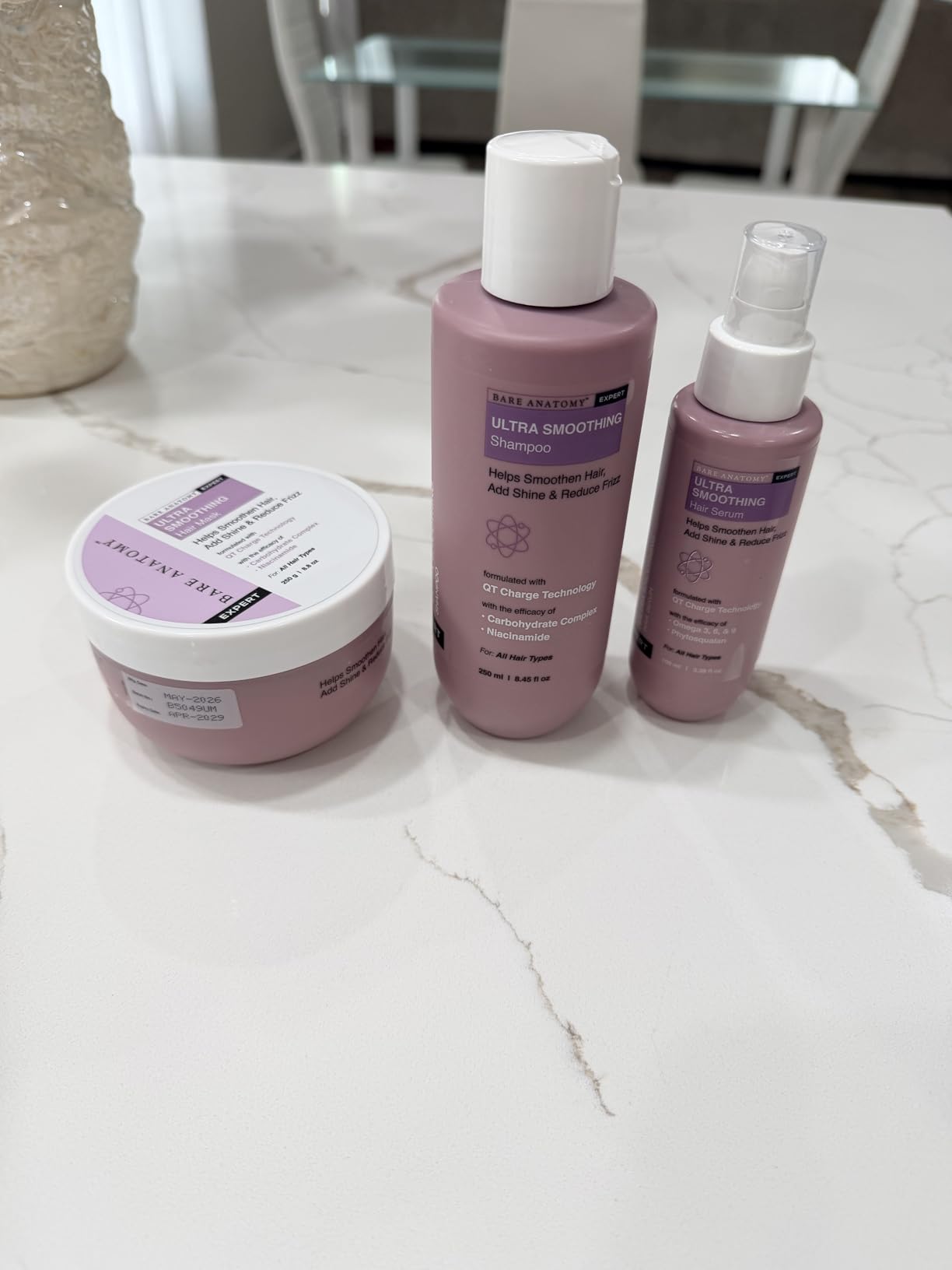 Bare Anatomy Ultra Smoothing Shampoo + Hair Mask + Serum Kit | Carbohydrate Complex & Niacinamide | Dry & Frizzy Hair | Paraben & Sulphate Free | Women & Men | 250ml + 250g + 100ml customer photo 2