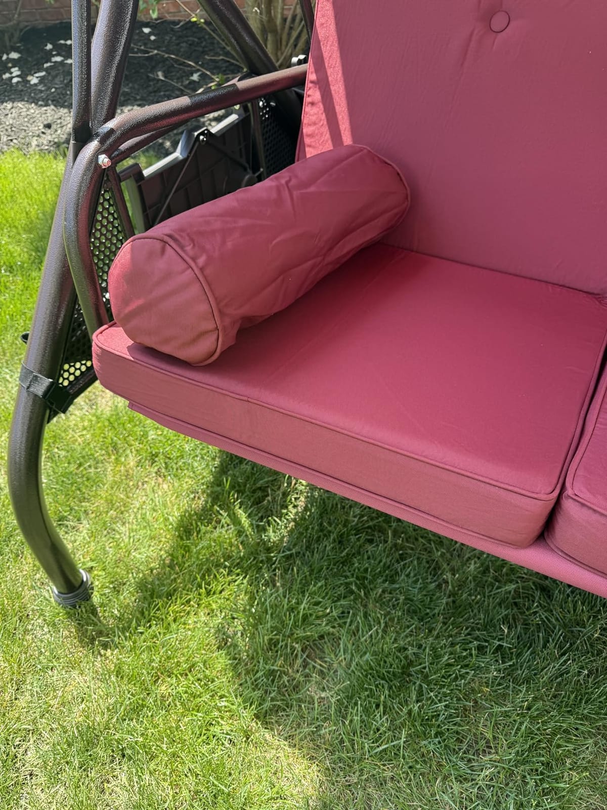 HOMREST 3 Seat Porch Swing with Adjustable Canopy, Patio Swing with Stand customer photo 1