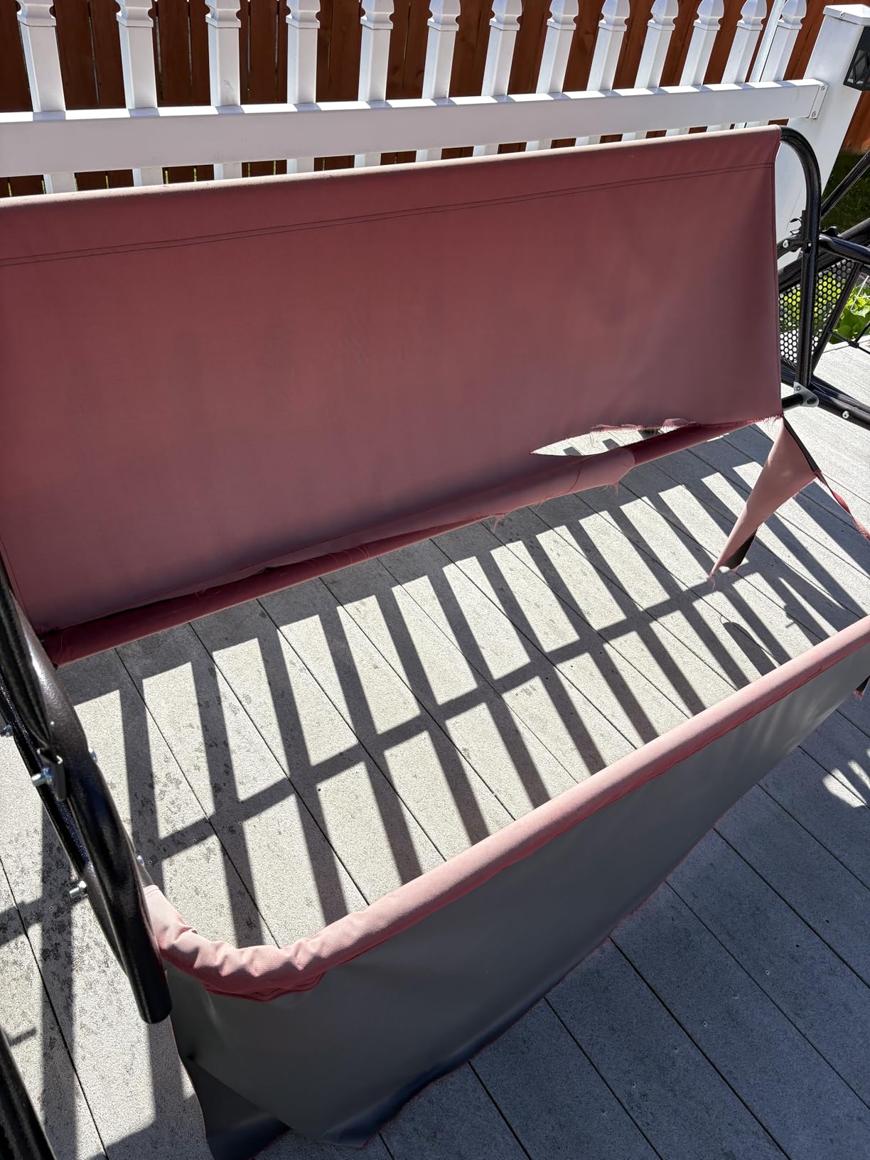 HOMREST 3 Seat Porch Swing with Adjustable Canopy, Patio Swing with Stand customer photo 2