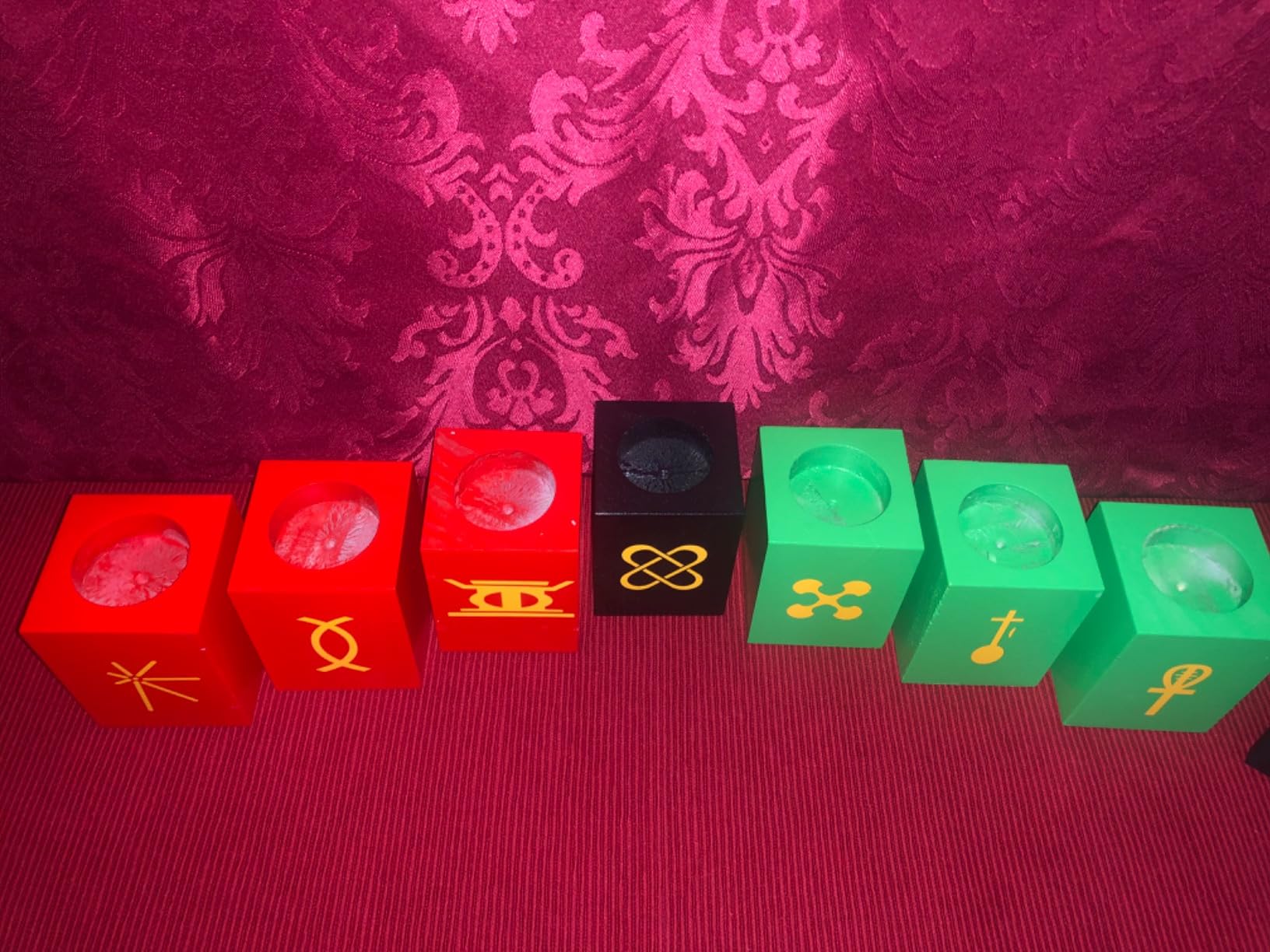 Mumufy 7 Pcs Kwanzaa Kinara Candle Holders Decorations Set with Tea Lights customer photo 2