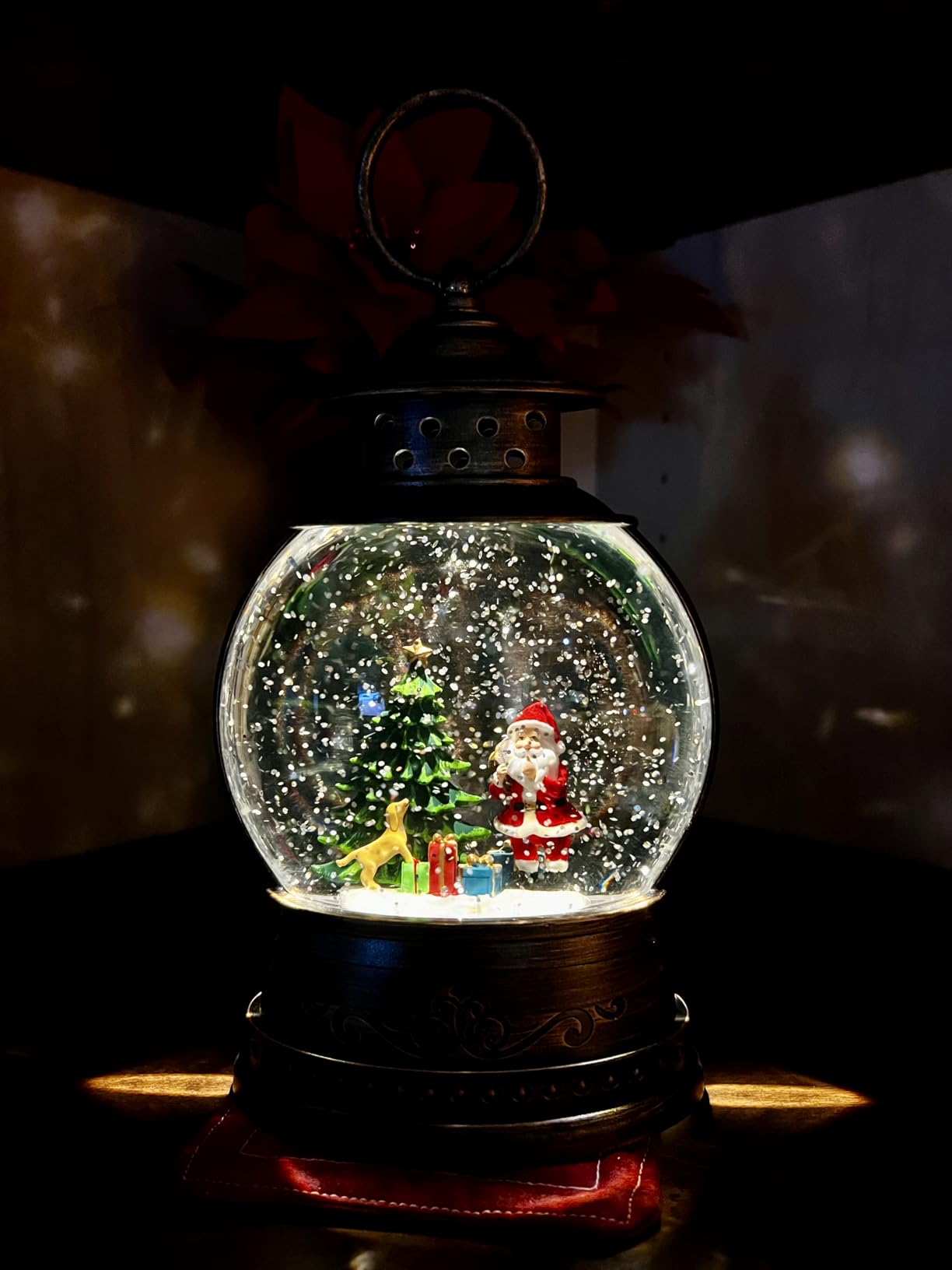 Large Snow Globes, Snowman Christmas Lantern, Glitter Vintage Phone Booth, 8 Songs, 6H Timer Battery & USB Powered, Music Box for Christmas Table Decorations customer photo 1