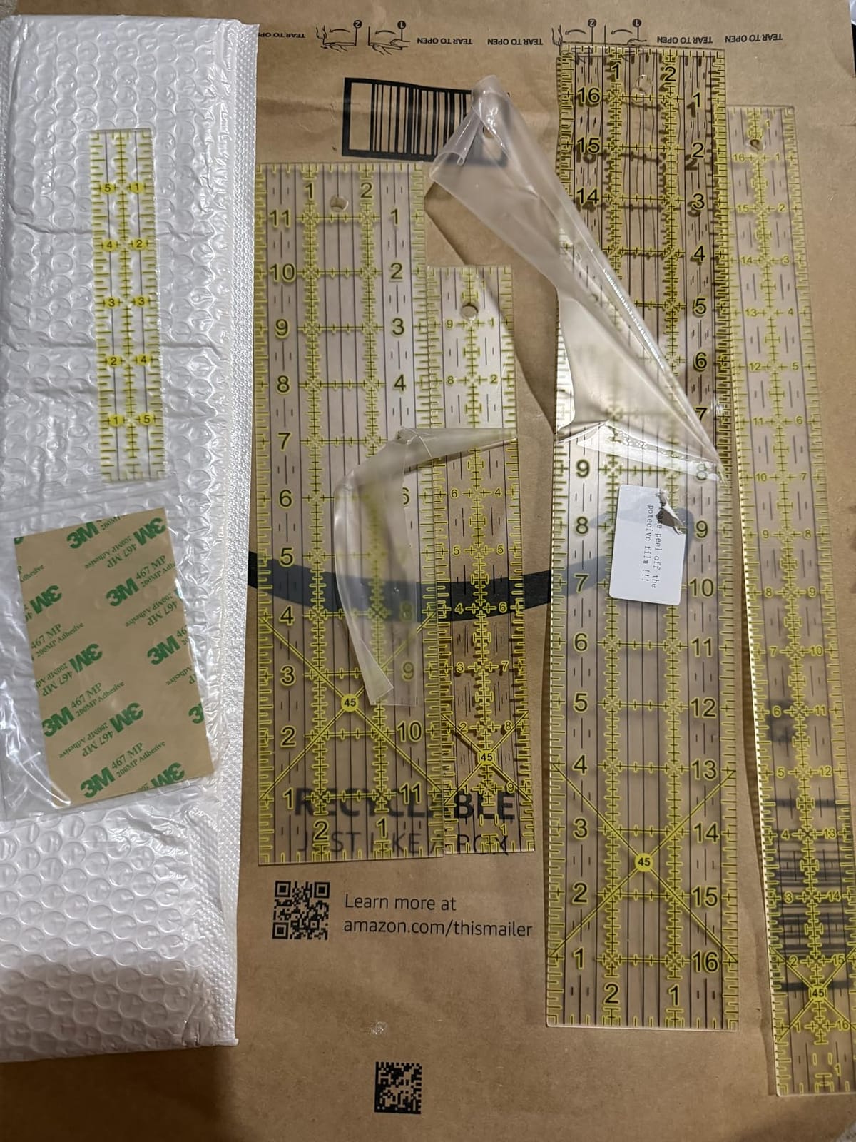 Sewing Ruler,5 Piece Quilting Rulers,3 x17 Inch,1.5 x17 Inch,3 x12 Inch,1.5 x10 Inch,1 x6 Inch,Acrylic Ruler,Cutting Ruler with Non-Slip Rings (Black and White) customer photo 1