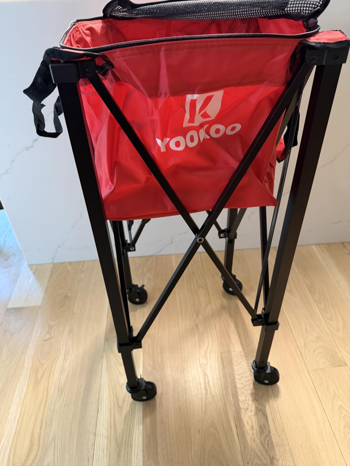 YooKoo Tennis Ball Hopper Holds 150 Balls, Tennis Cart with Black/Red Bag customer photo 1