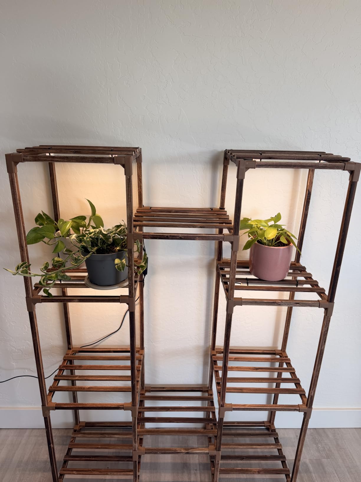 Bamworld Plant Stand with Grow Light Plant Shelf for Mutiple Pots Large Plant Holder for Living Room Patio Boho Home Decor for Gardening Warm Light customer photo 2