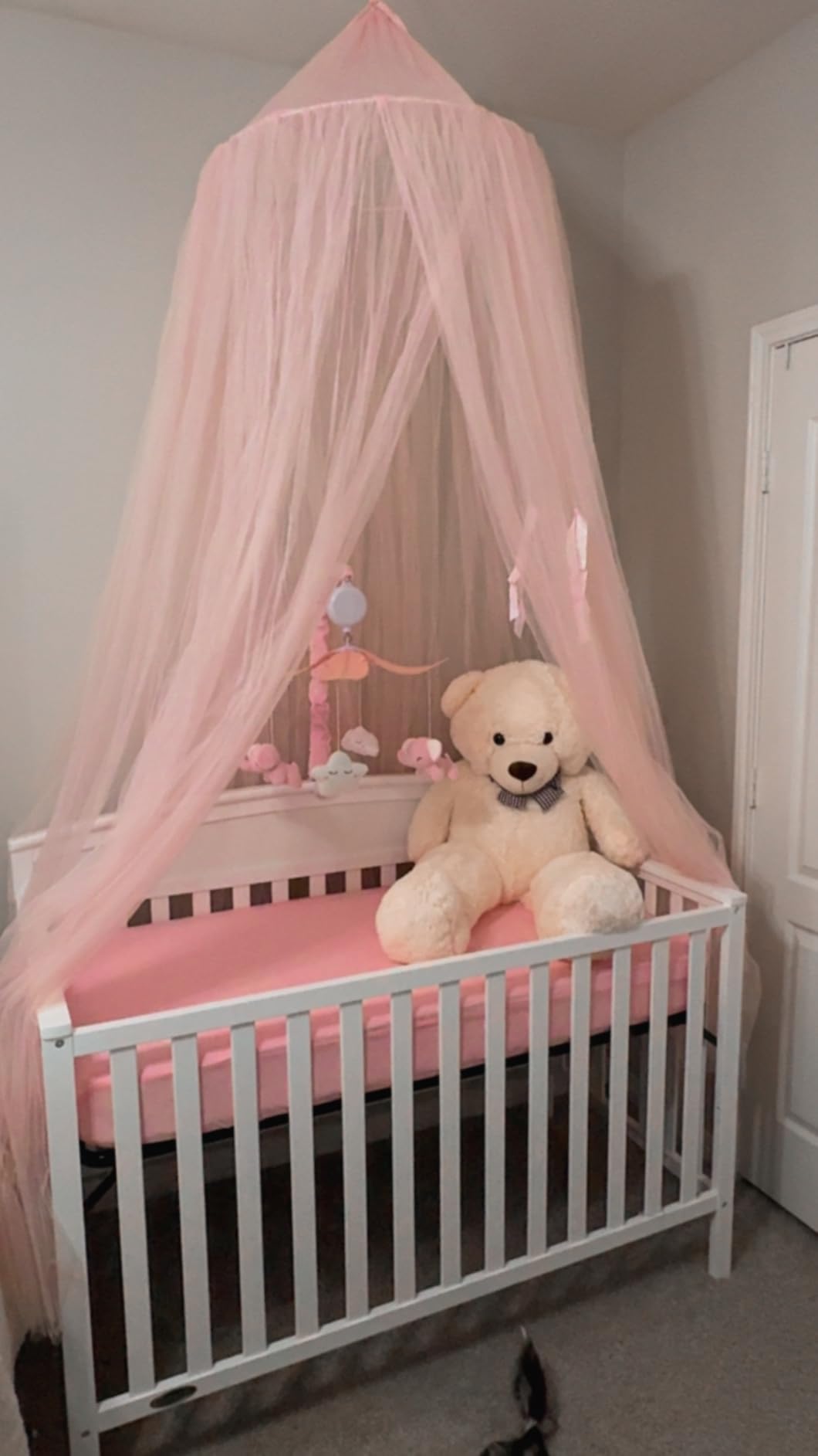 Feisike Crib Mobile for Girls - Baby Mobile for Crib with 35 Lullabies, 3 Modes Digital Musical Box(Turn Only, Music Only, Turn & Music, Pink, Nursery Toys, Nursery Decor, Knob Type customer photo 1