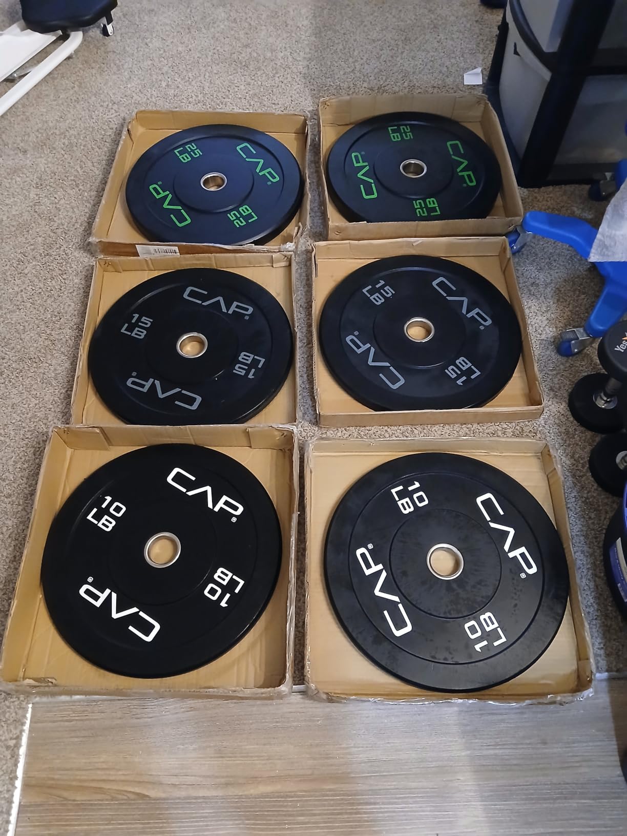 CAP 2-inch Olympic Bumper Plate Weight Set | 100-370 lbs | Multiple Colors | Storage Rack Optional customer photo 2