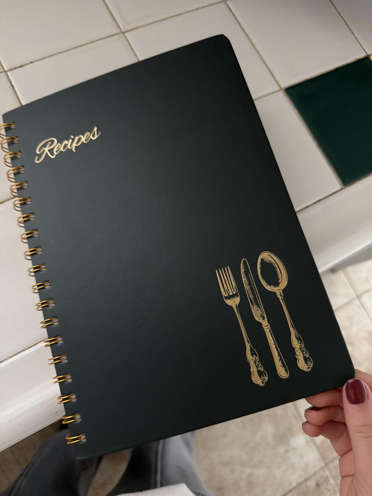 Recipe Book to Write in Your Own Recipes, Spiral Blank Cookbook 150 Recipes | Hardcover Recipe Journal with Ample Space, Waterproof Blank Recipe Notebook for Easy Kitchen Use, Elegant gift - Black Green customer photo 1