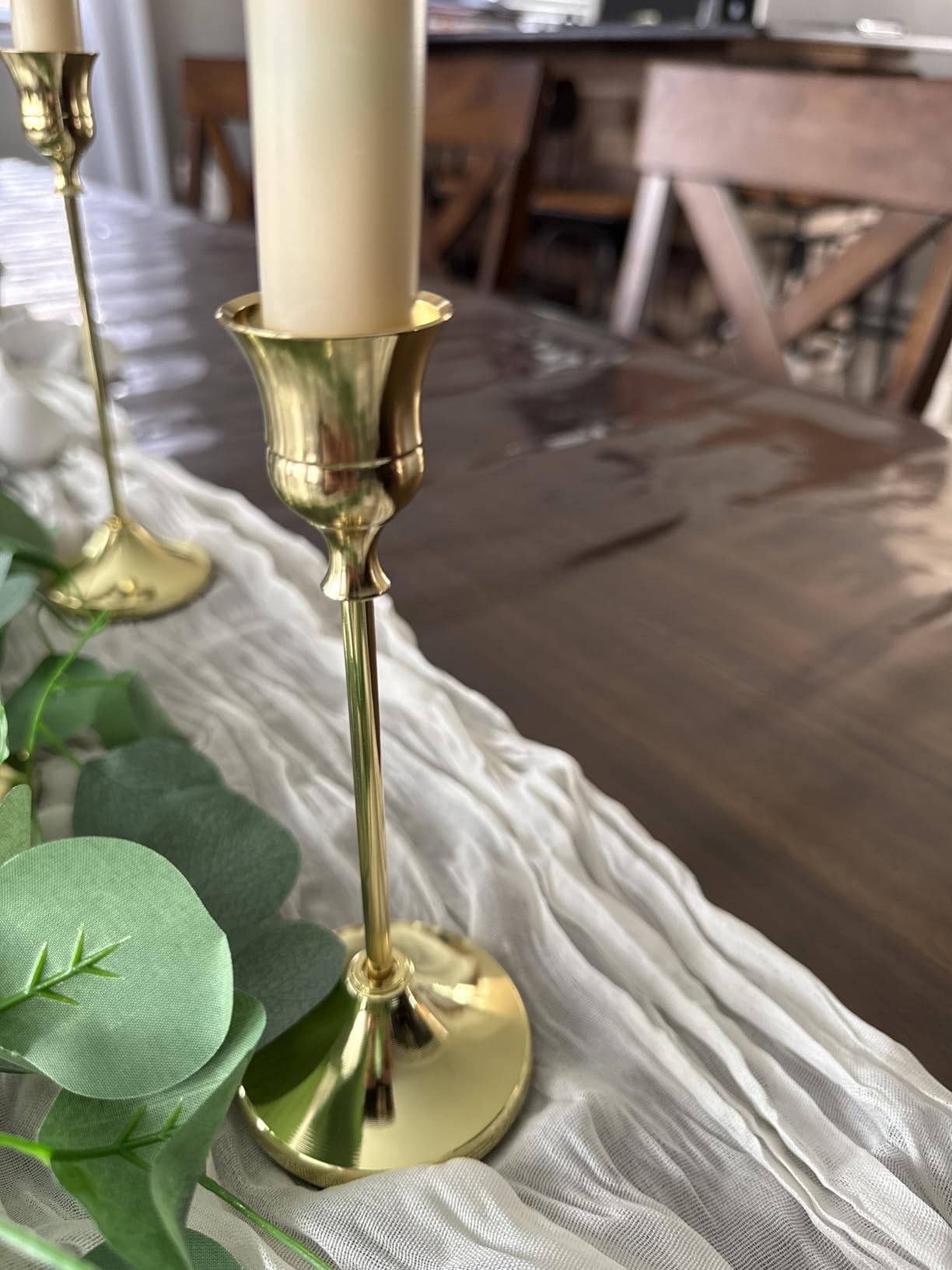 Candlestick Holders 6PCS, Metal Taper Candle Holder, Gold Candle Holders for Pillar Candles, Candle Holder for Wedding Fireplace Mantel Housewarming Gift customer photo 2