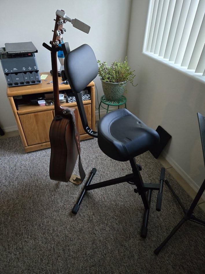 Liquid Stands Guitar Stool, Adjustable Piano Stool - Professional Musician Drum Throne with Backrest - Guitar Seat Drum Seat, Musician Stool, Chair, Guitar Chair for Adults, Kids, Drummer, Guitarist customer photo 1