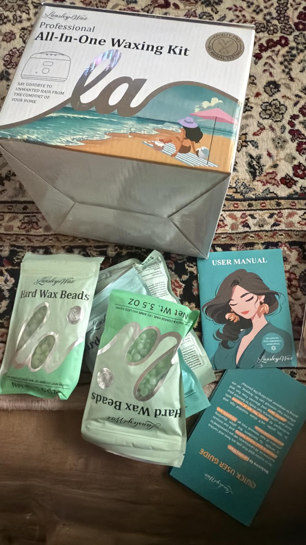 LANSLEYWAX Digital Waxing Kit for Women Men, Blue Green Wax Pot Warmer | Silicone Pot, Hard Wax Kit, Wax Machine for Sensitive Skin Hair Removal, Brazilian Bikini Leg Eyebrow Full Body Home Use customer photo 1