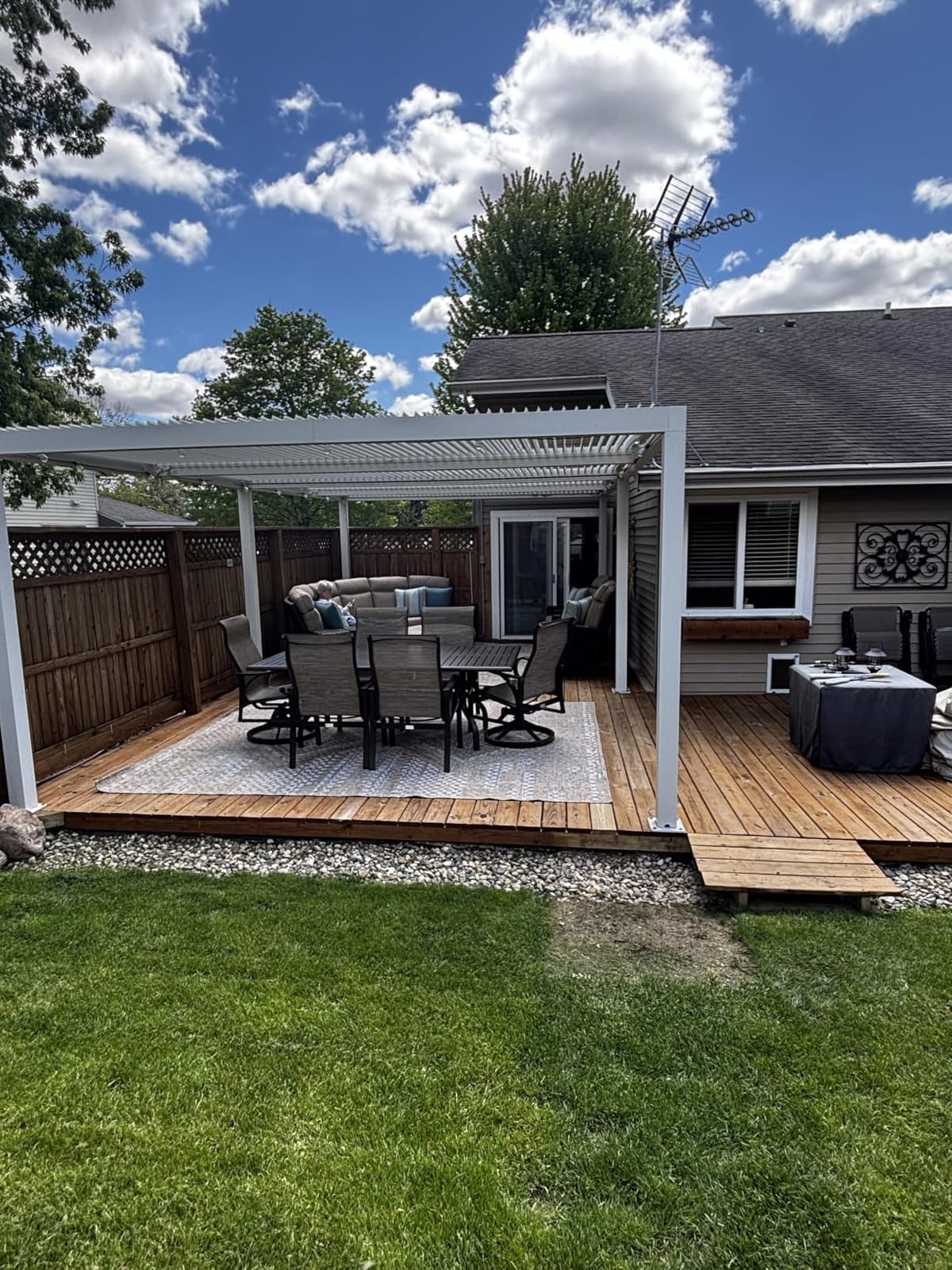 PURPLE LEAF Louvered Pergola 11' x 15' White Adjustable Hardtop for Patio customer photo 2