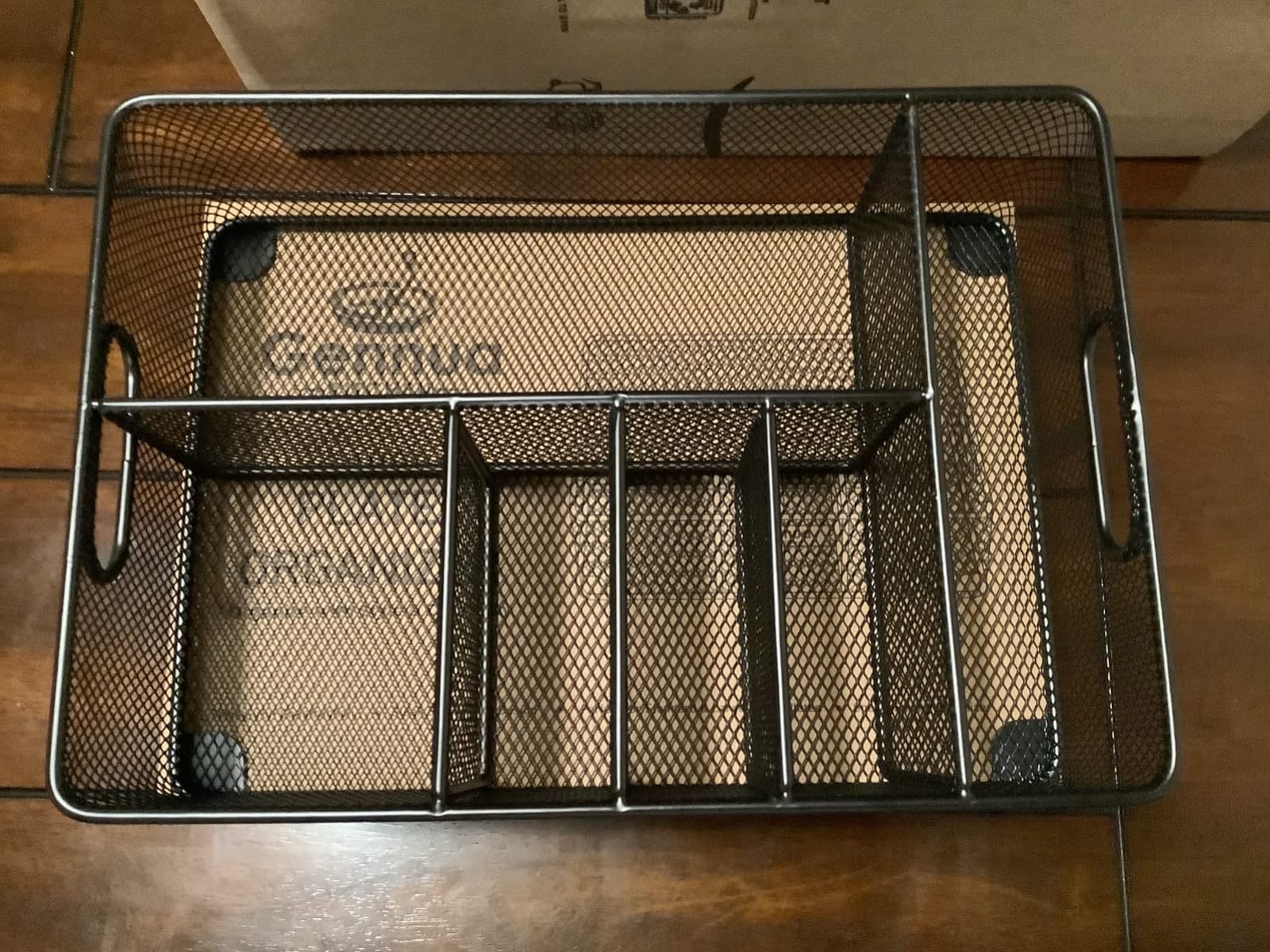 Gennua Kitchen Paper Plate Organizer for Cabinet, Counter, Picnics, Parties & More, Extra Large Utensil Caddy Crafted of Thick Iron Mesh With 6 Compartments for Paper Plates & Plastic Silverware customer photo 1