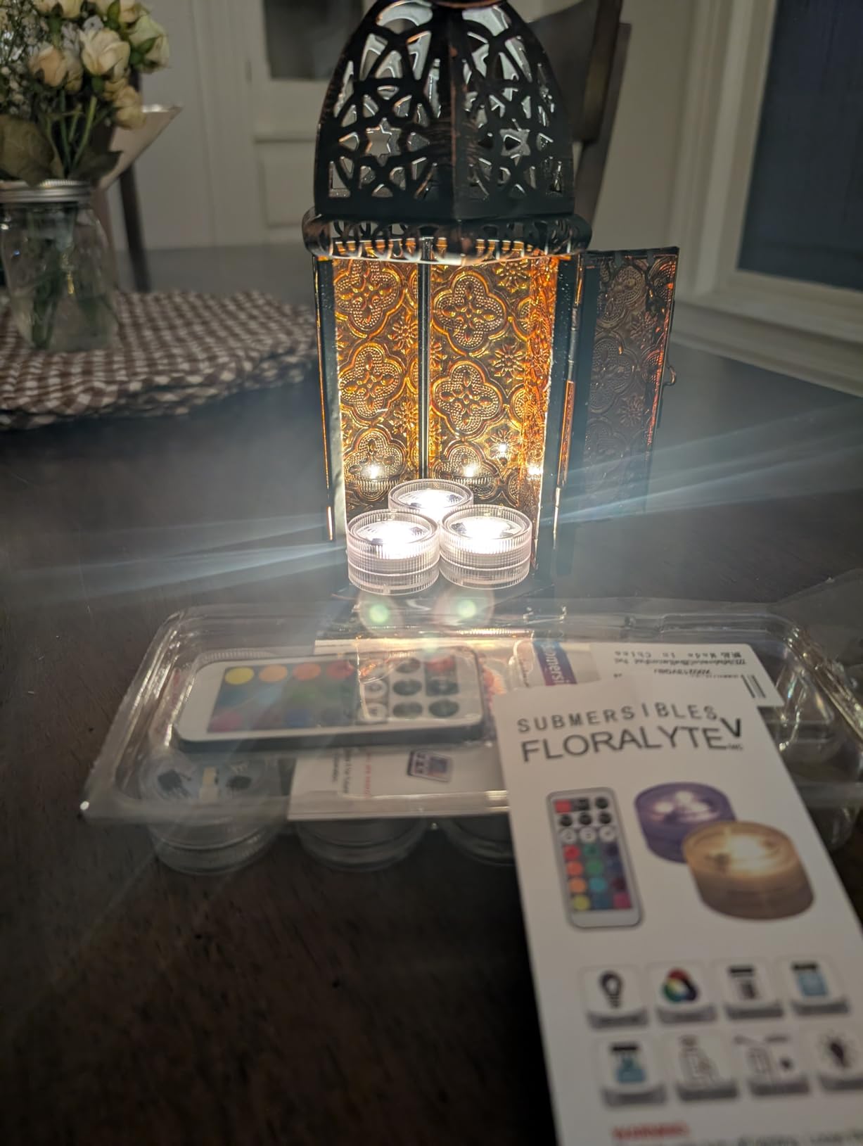 NEEDOMO Set of 2 Moroccan Lanterns Decorative Indoor & Outdoor, Hanging Candle Lantern, 11'' Vintage Candle Holder, Metal Lanterns Decorative, Table, Patio, Porch, Shelf, Gothic Home Decor (Amber) customer photo 2