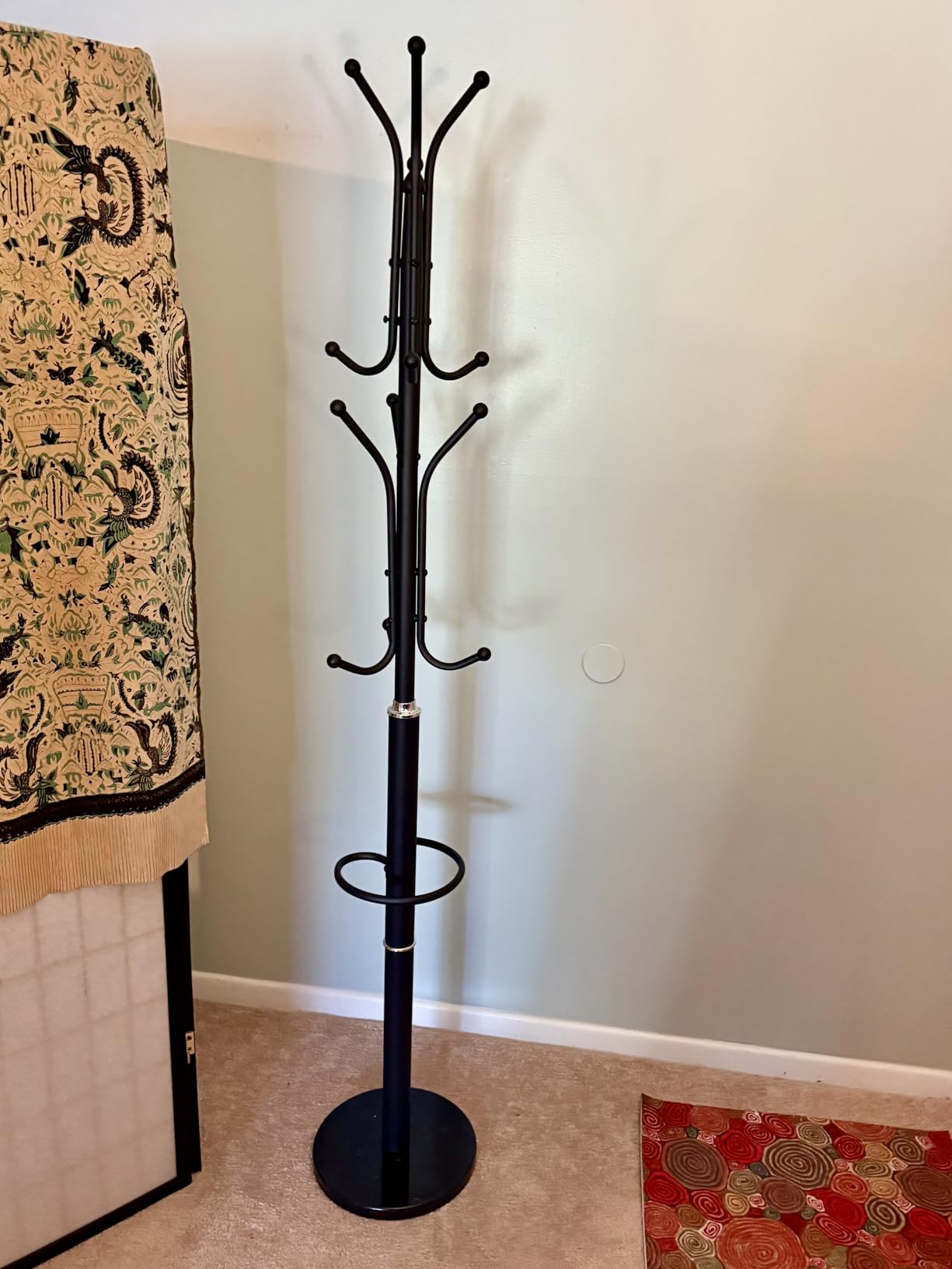 Yoobure Metal Coat Rack Freestanding with Marble Base, Coat Tree with 12 Hooks & Umbrella Holder, Coat Hanger Stand for Corner Entryway Bedroom Office, Heavy Duty Coat Rack Stand for Clothes Hats Bags customer photo 1