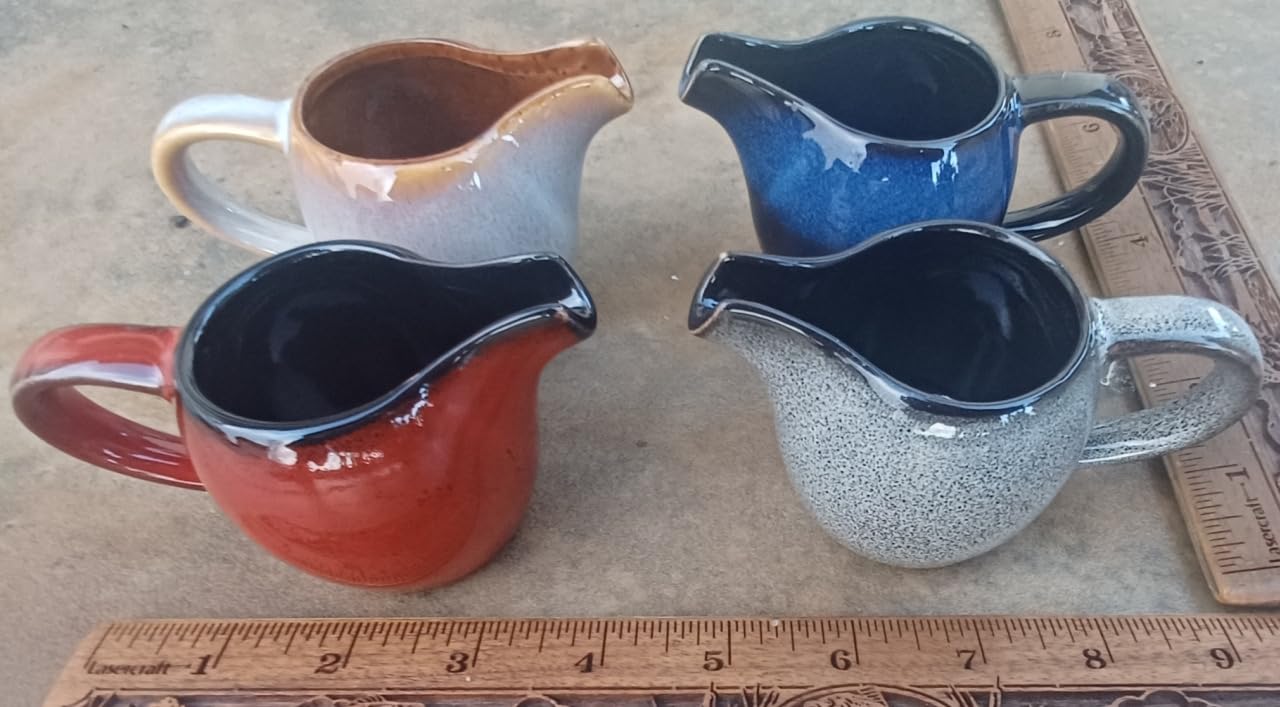 4 Pack 3 Oz Small Creamer Pitcher, Creamer Cup with Handle, Ceramic Milk Jug for Coffee Milk Sauces Salad, Freezer Safe & Microwave customer photo 1