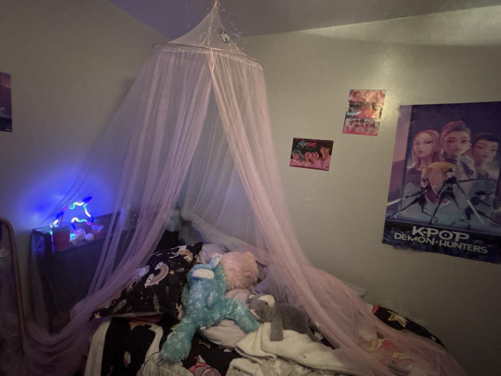 FIOBEE Bed Canopy for Girls Room with LED Light Kids Toddler Bedroom Decor customer photo 2