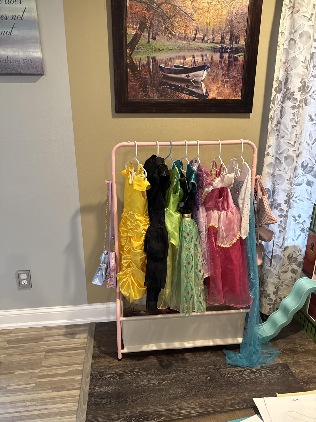 Kids Clothing Rack with Storage Shelf, Kids Dress Up Storage customer photo 2
