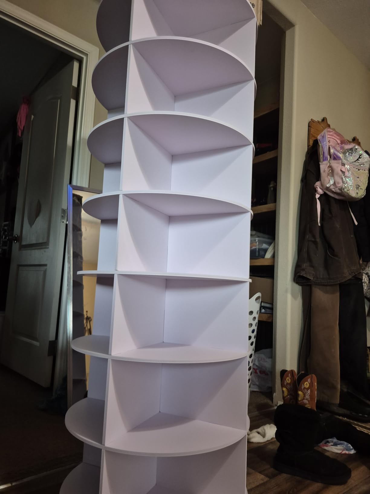 7 Tier Rotating Shoe Rack Tower, 360° Shoe Storage Organizer, White customer photo 2